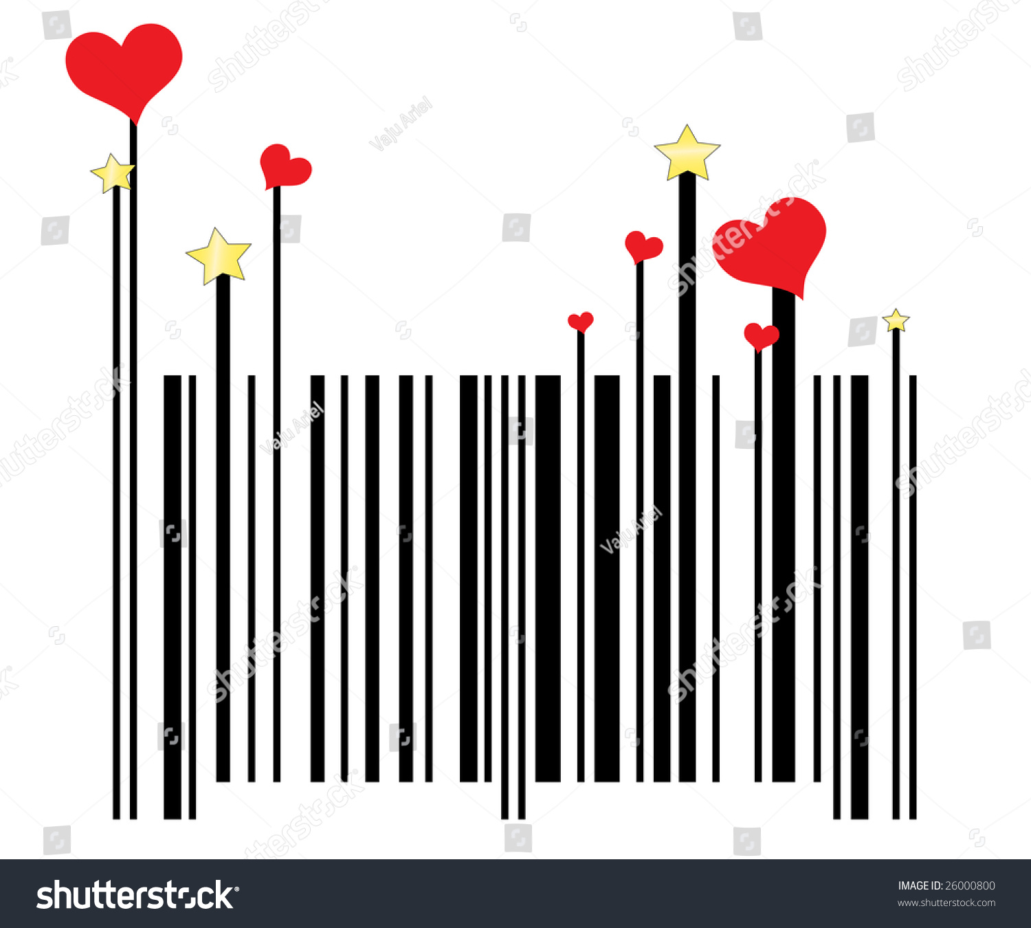 Raster Valentine Barcode Love You Date Stock Illustration 26000800 ...