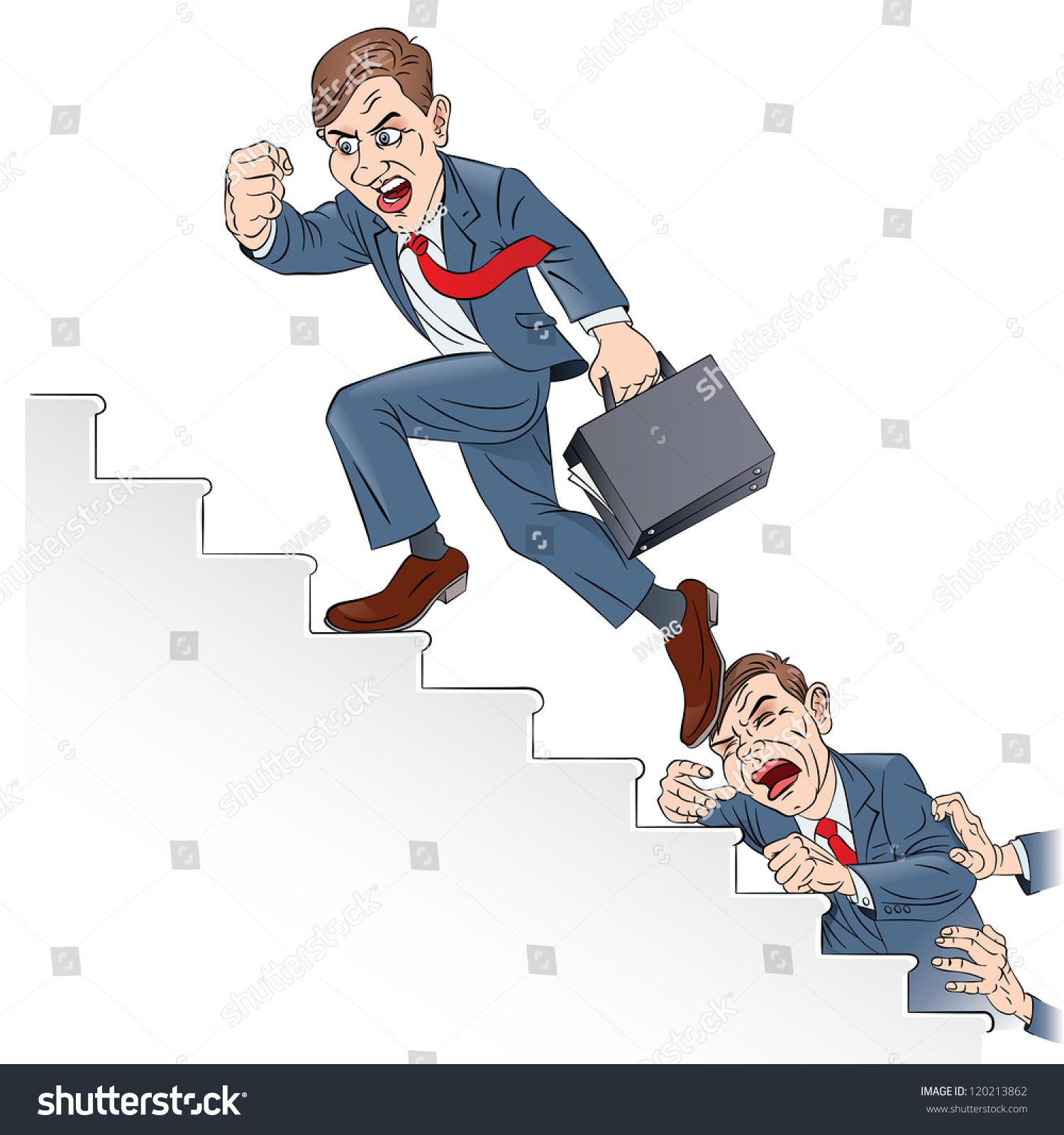 Raster Version Businessman Climbing Corporate Ladder Stock Illustration ...