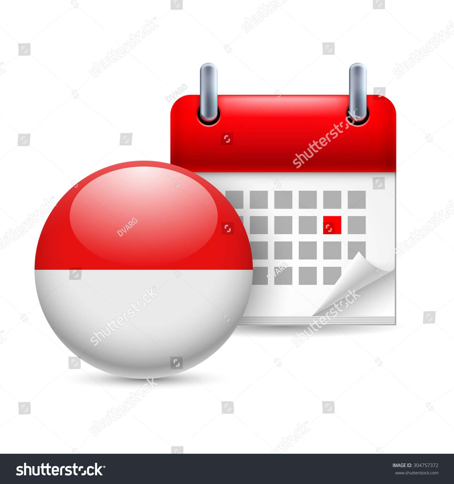 Download Raster Version. Calendar And Round Indonesian Flag Icon ...