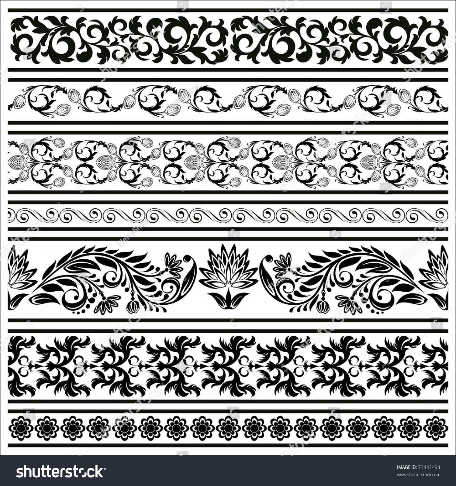 Raster Version Of Vector Set From Black Borders On The White Background ...