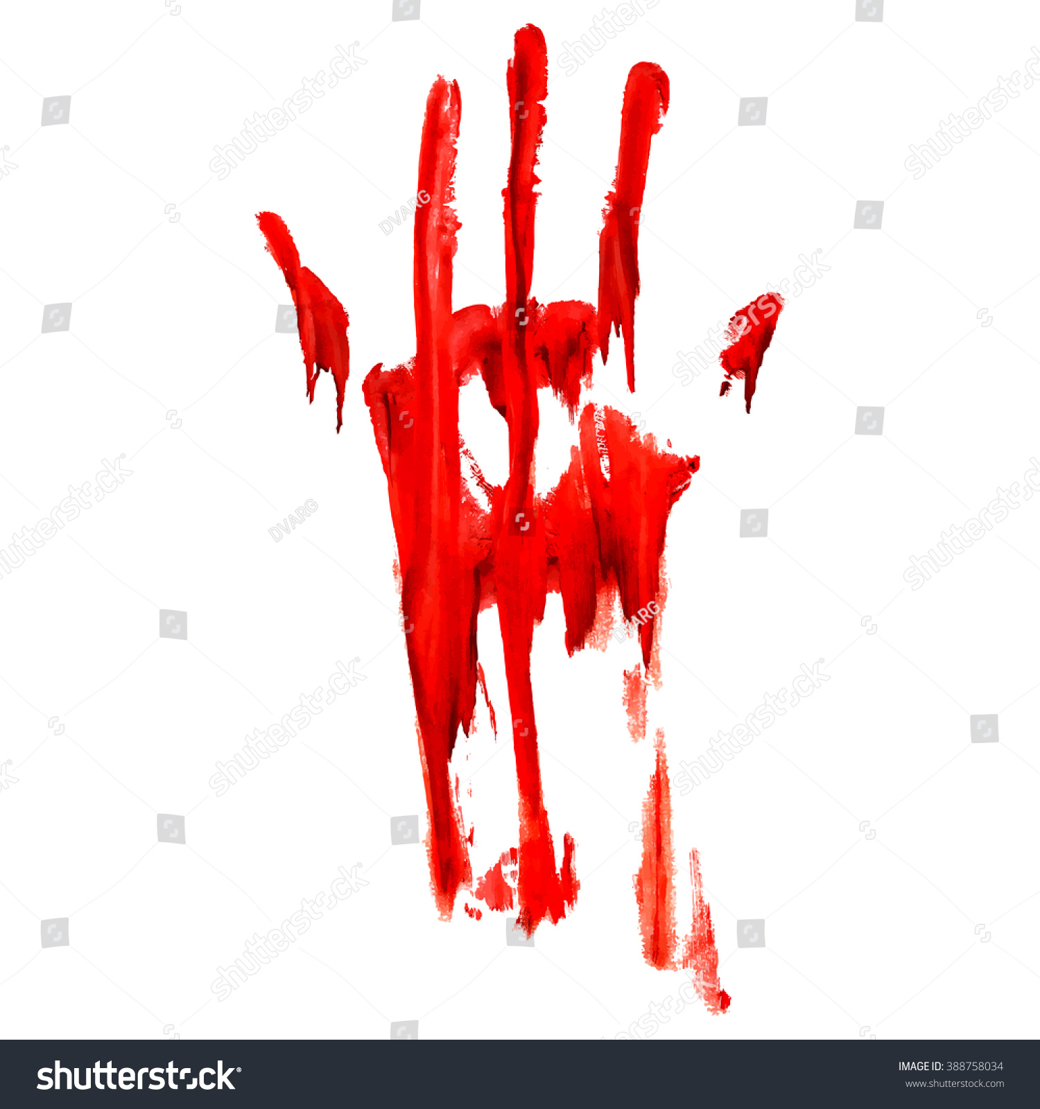 Raster Version Red Bloody Hand Print Stock Illustration 388758034 ...