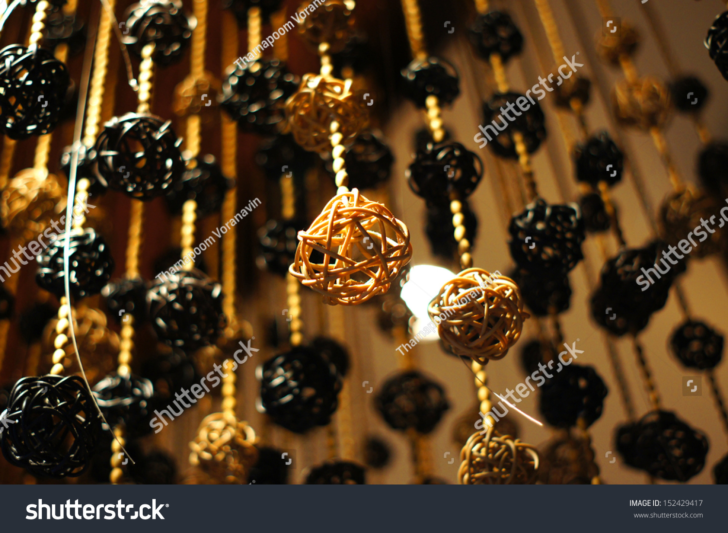 Rattan Balls Hanging On Ceiling Interior Objects