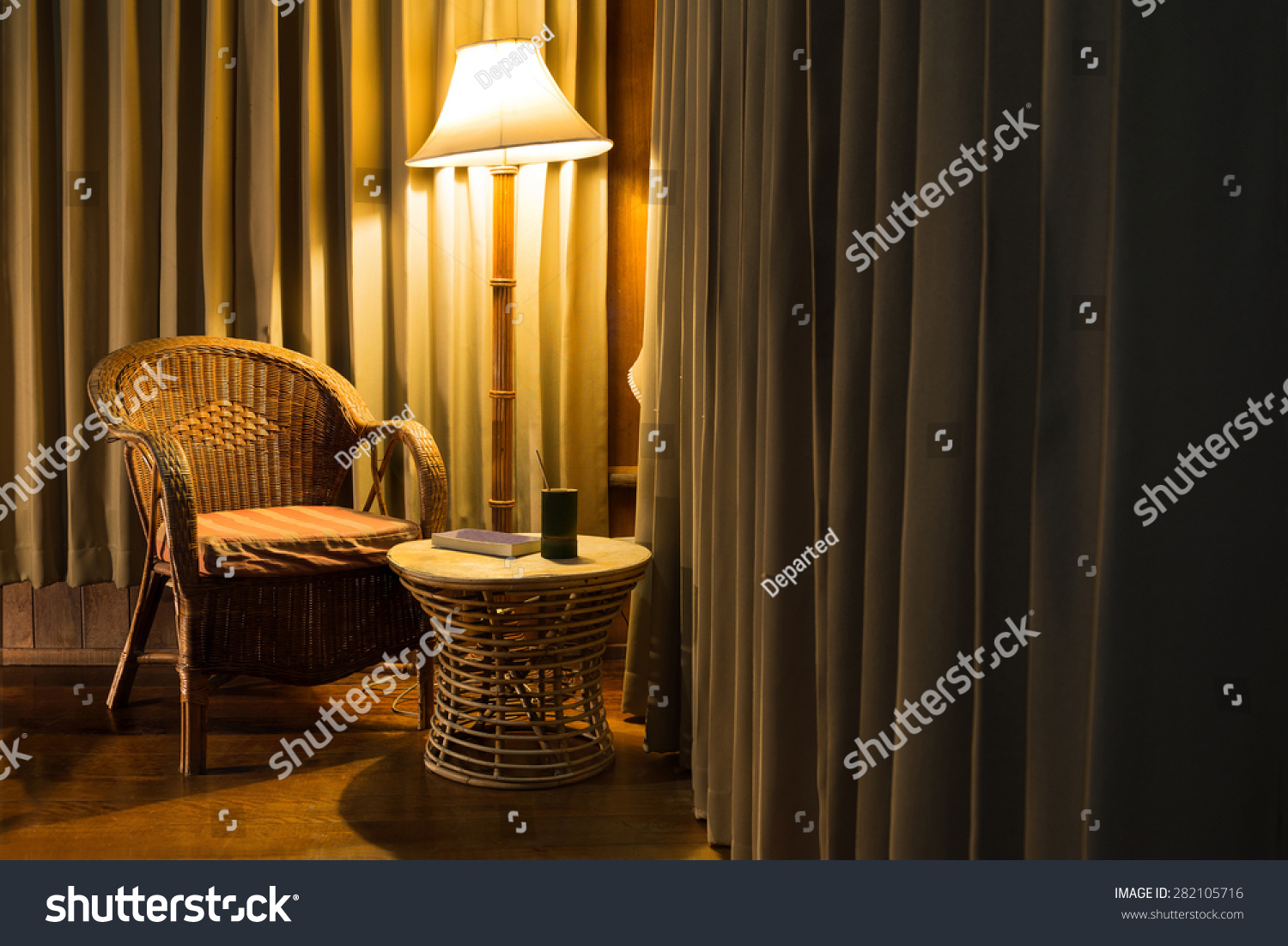 Rattan Chair Stool Under Light Lamp Stock Photo Edit Now