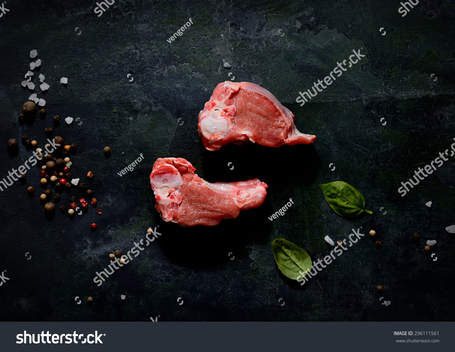 Raw Lamb On A Black Background Stock Photo 296111561 : Shutterstock