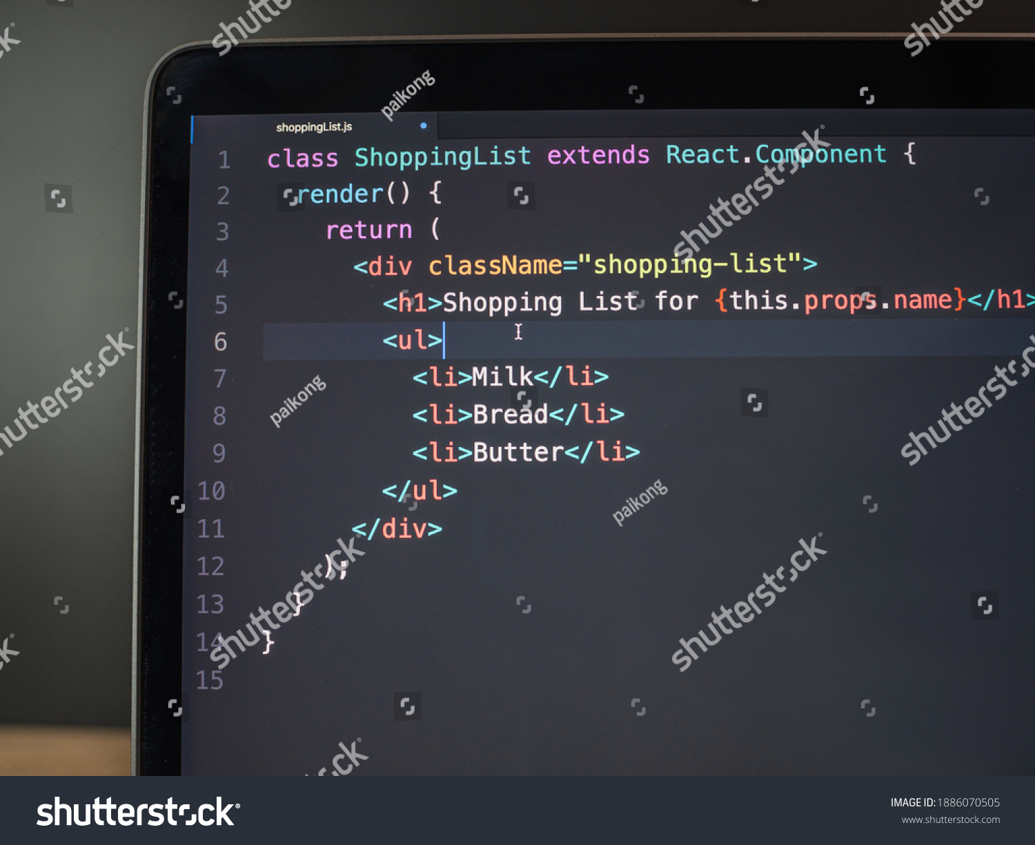 React Js Coding On Computer Laptop Stock Photo 1886070505 | Shutterstock