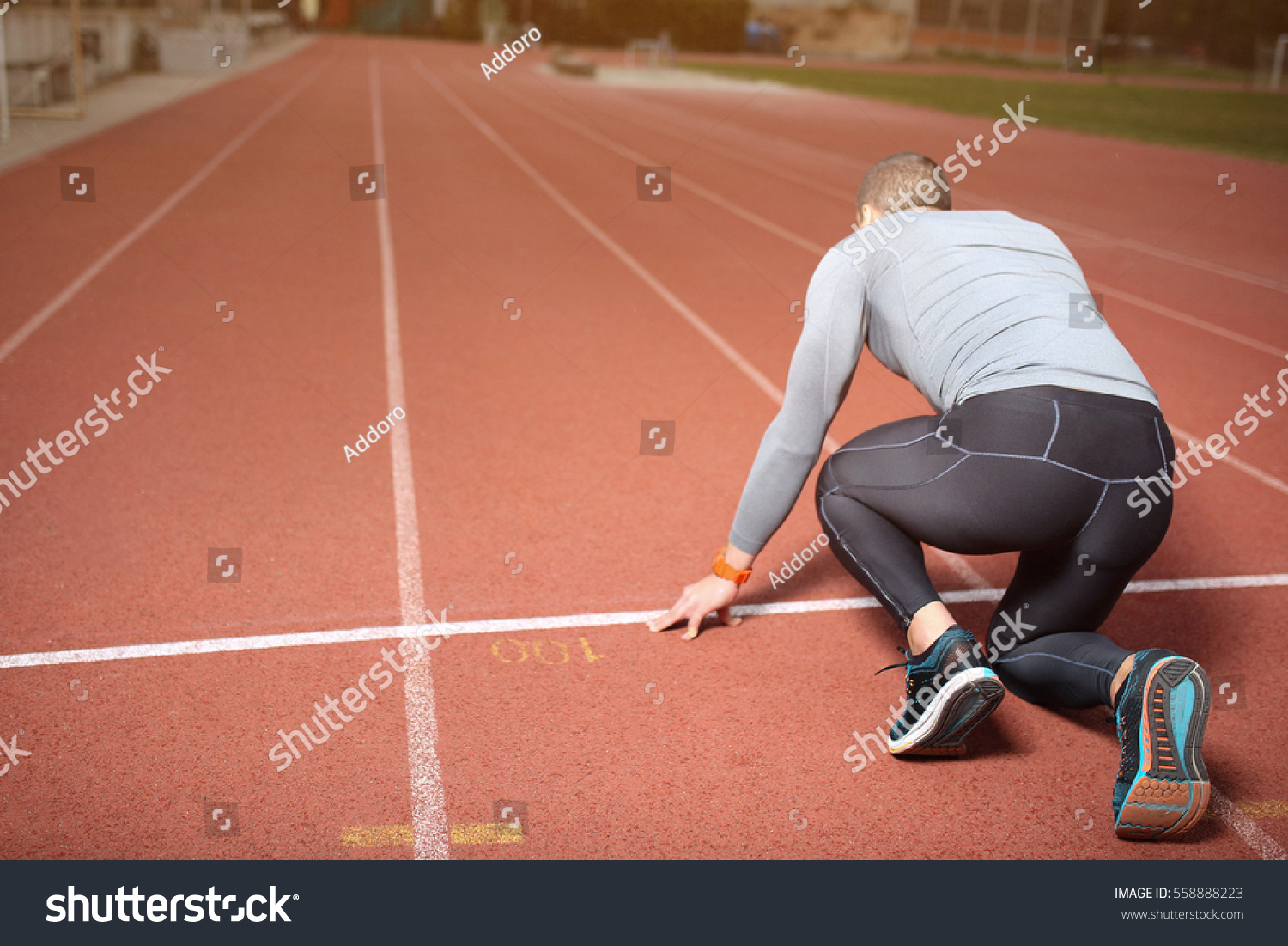 Ready Run Athletic Sprinter On Starting Stock Photo 558888223 ...