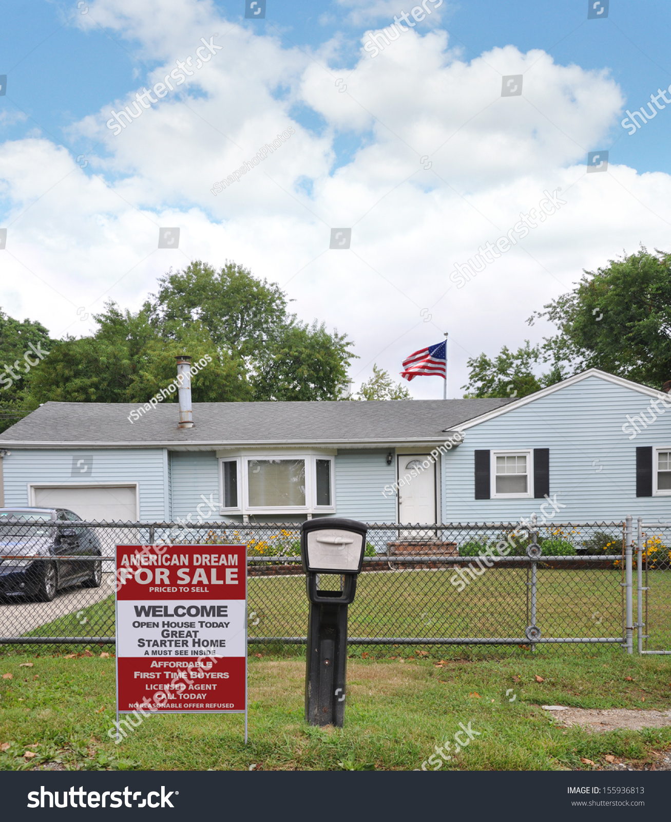 Real Estate Sale Sign American Dream Stock Photo Edit Now 155936813