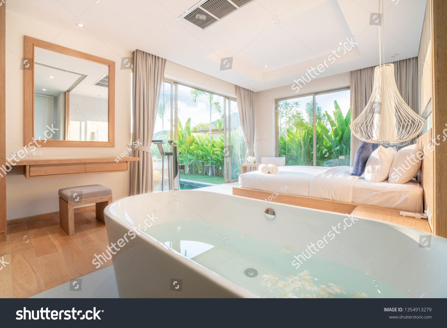 Real Luxury Interior Design Bedroom Pool Stock Photo Edit