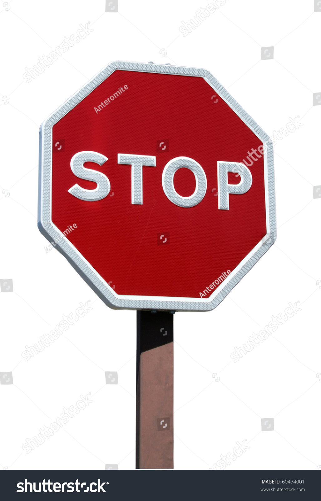 Real Stop Sign With Details Isolated On White Background Stock Photo ...