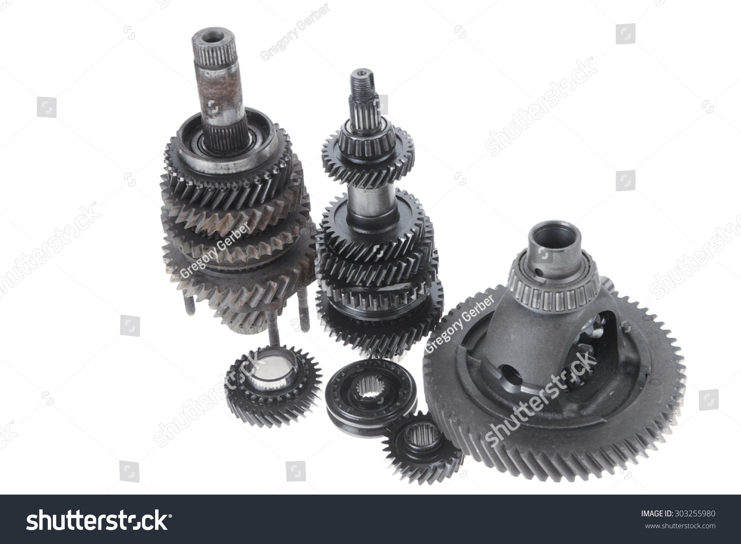  White Classic  Template Design Featuring Real Used Motor Steel Gear Transmission