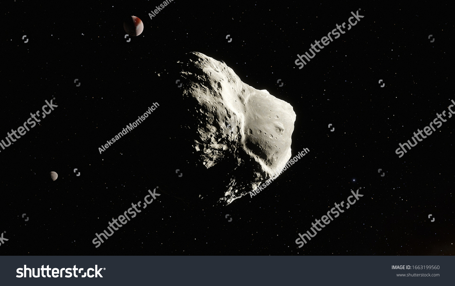 Realistic Asteroid Styx Satellite Pluto Solar Arkivillustrasjon 1663199560