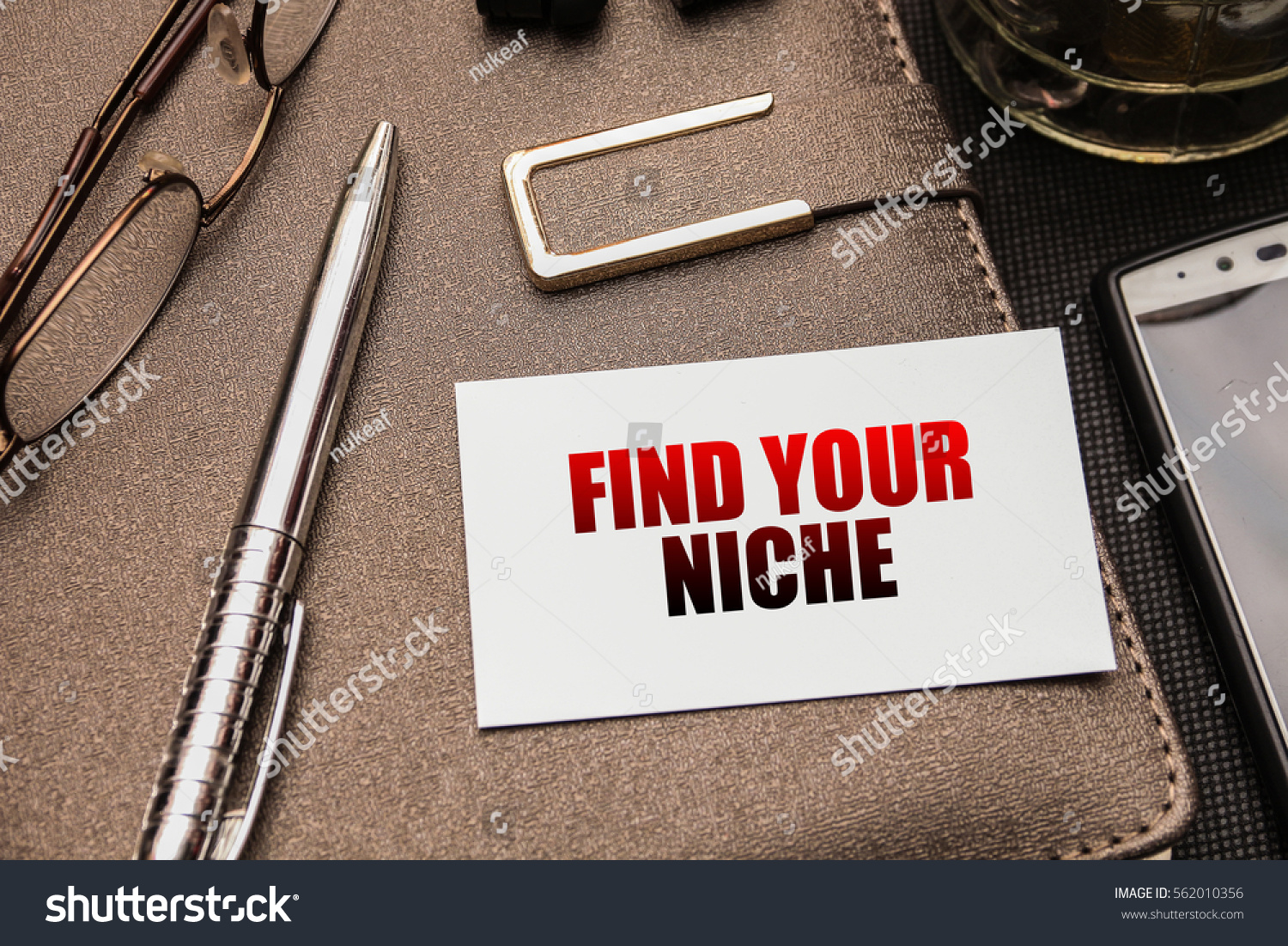 realistic business concept image. find your niche