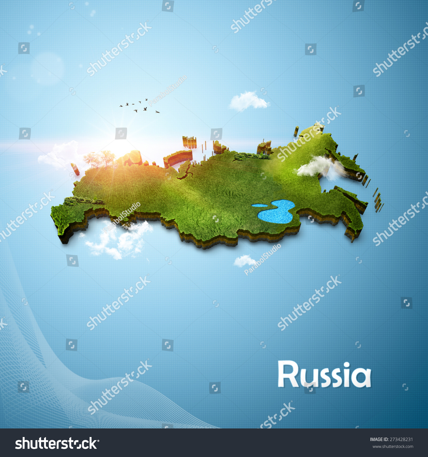 Realistic 3d Map Russia Stock Illustration 273428231 