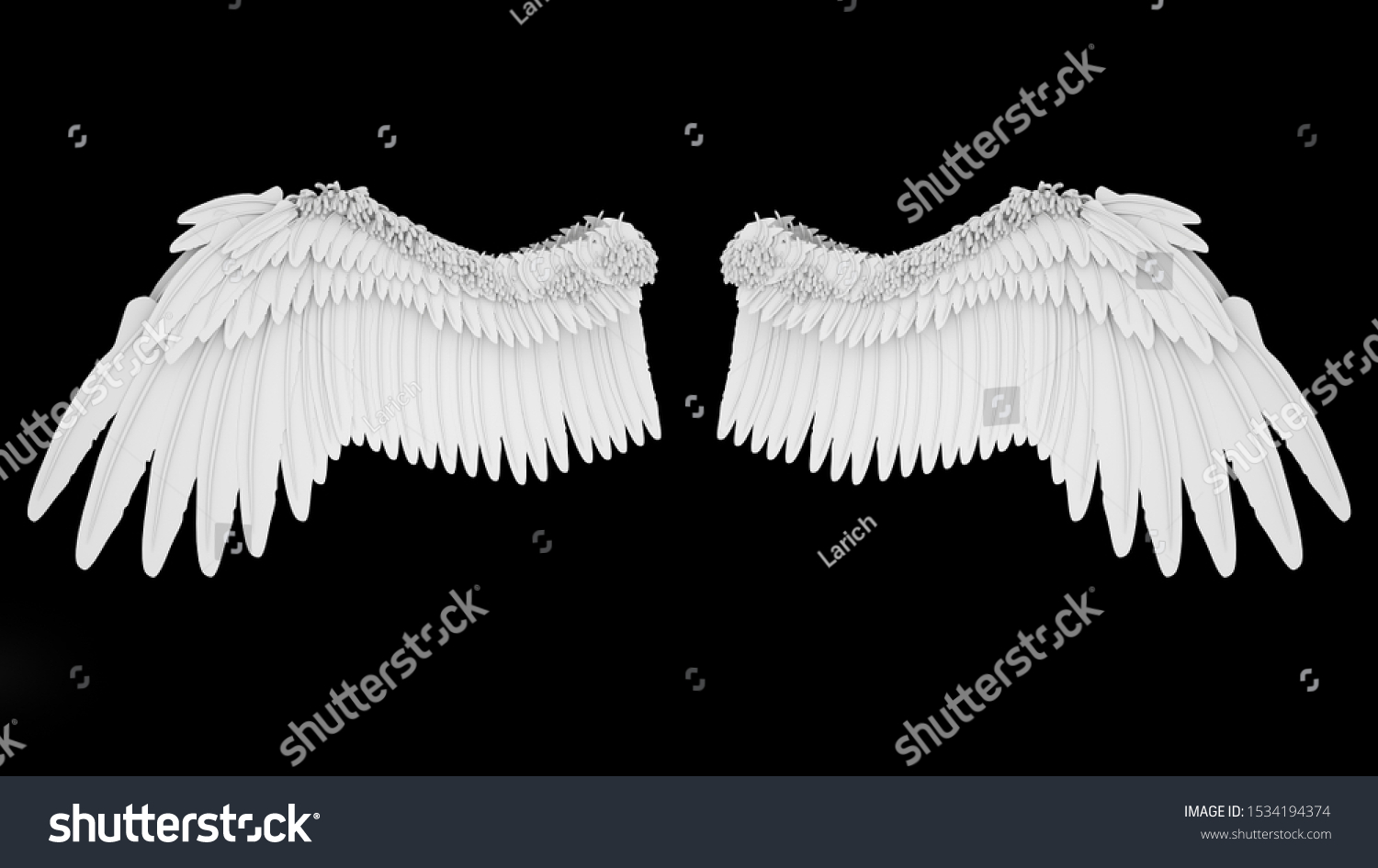 Realistic Elegant White Angel Wings Isolated Stock Illustration 1534194374