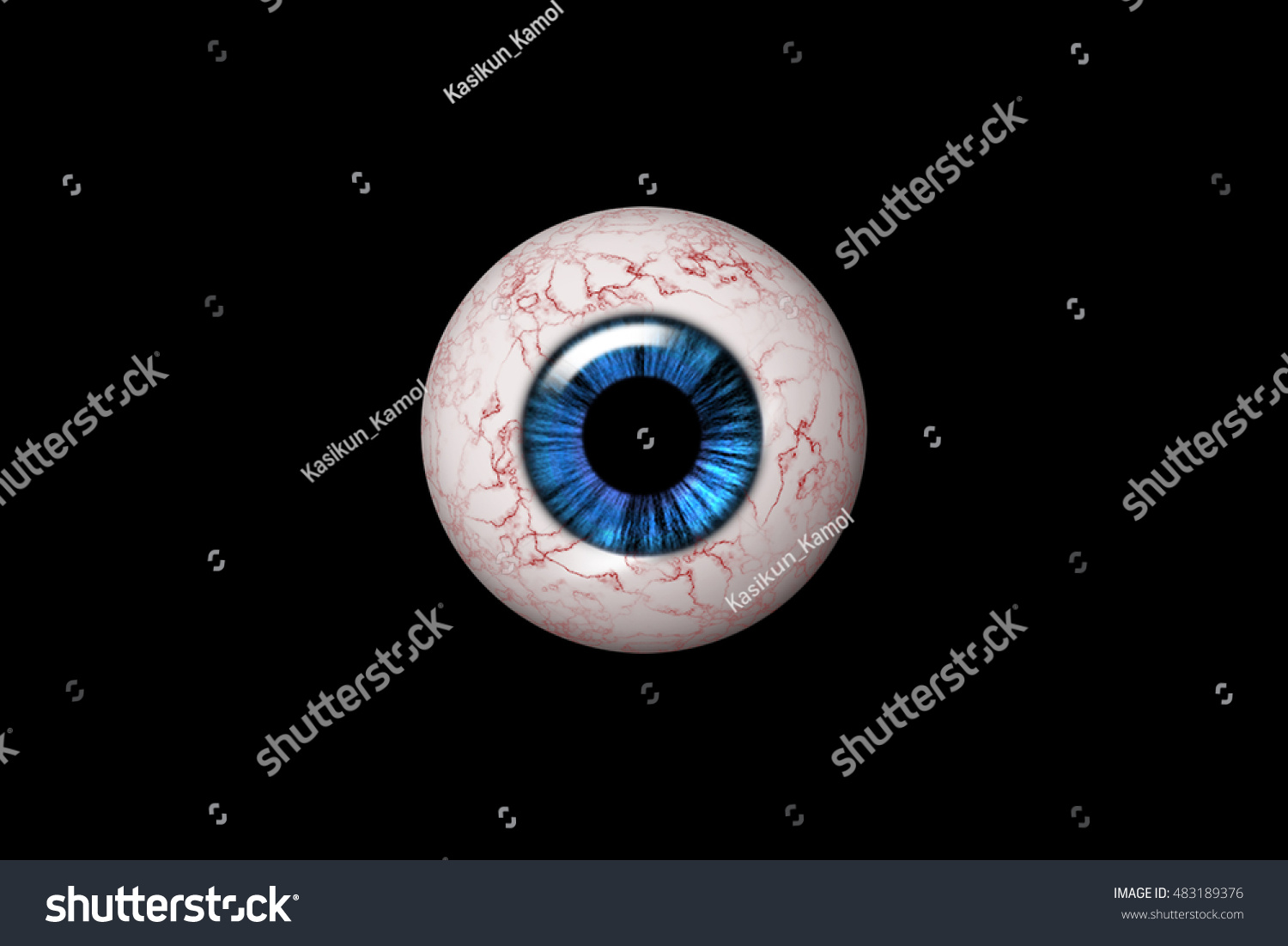 Realistic Human Eyeball Blue Iris Isolated Stock Illustration 483189376