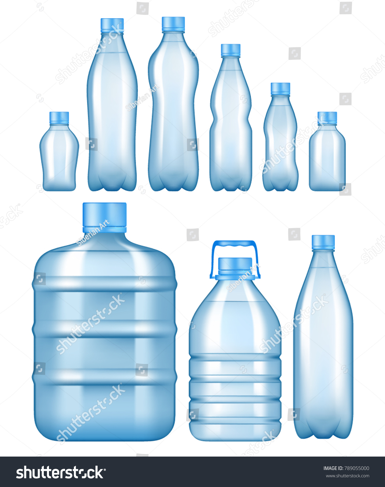 Realistic Plastic Water Bottles Set Water Stock Illustration 789055000 ...