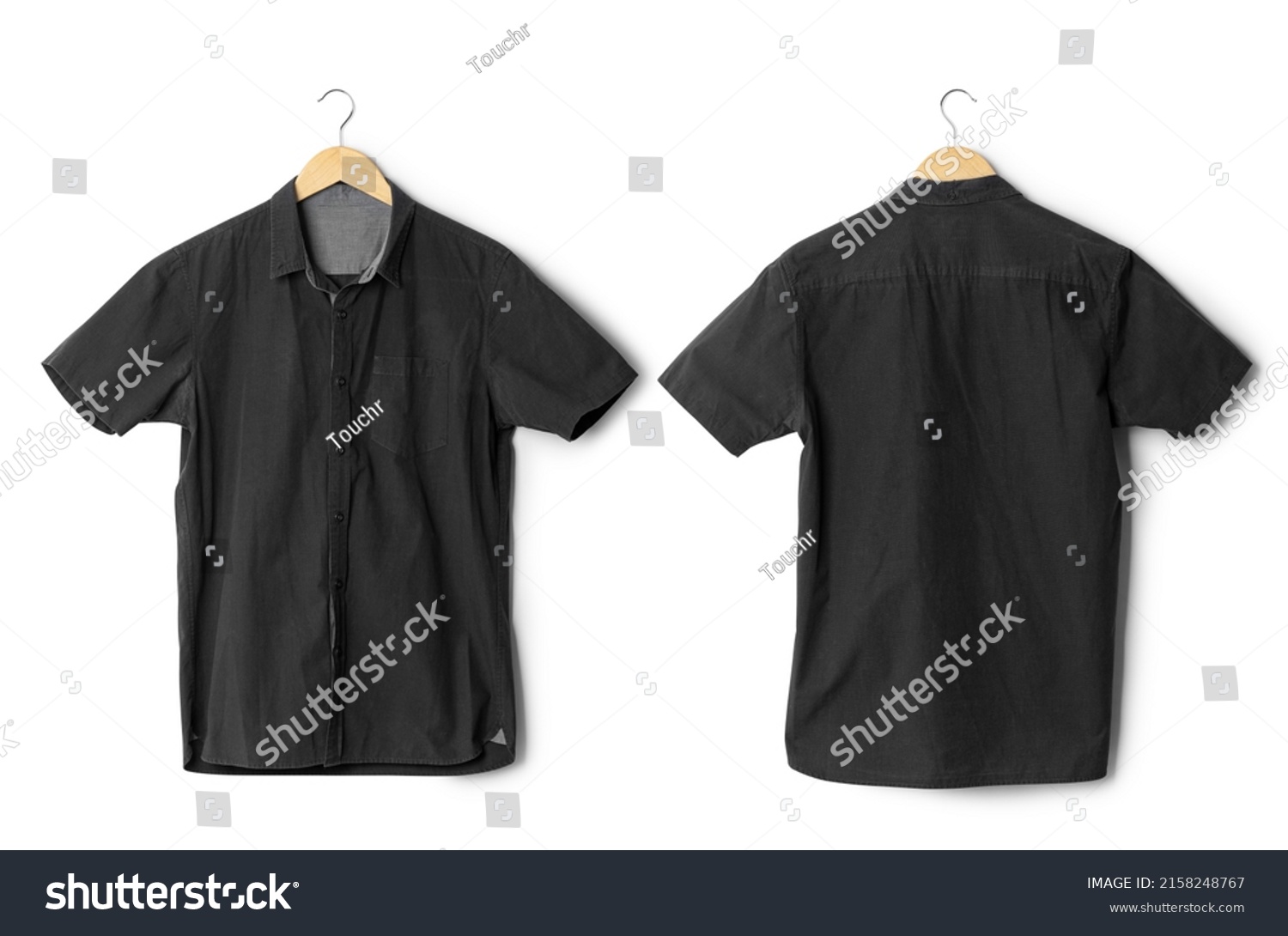 Realistic Shirts Mockup Hanging Isolated On Stock Photo 2158248767 ...