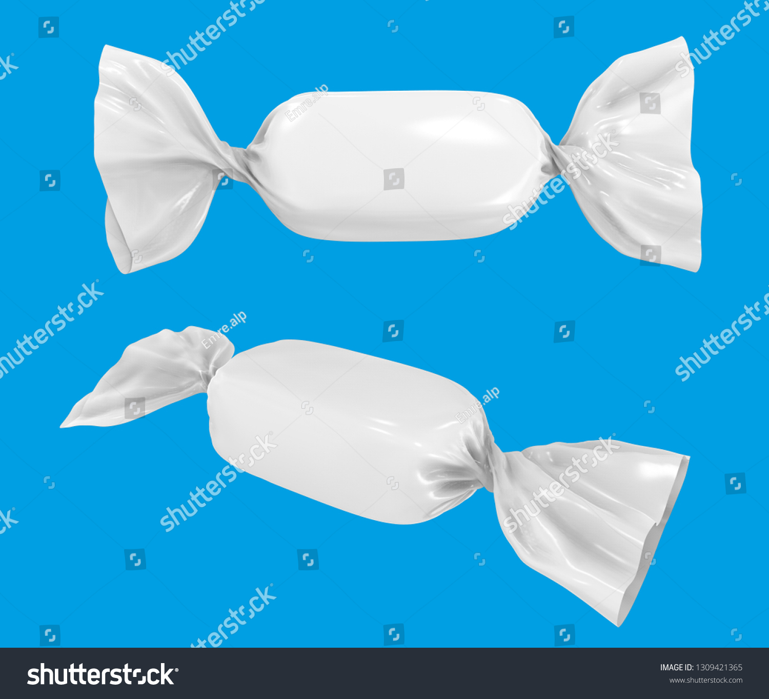 Download Realistic White Candy Wrapper Mockup Set Stock Illustration 1309421365