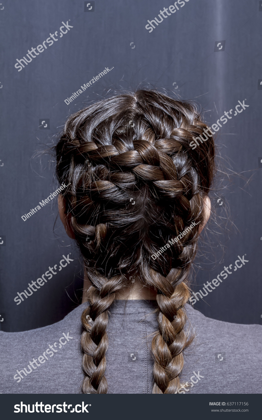 Rear View Edgy Hairstyle Braids Soft Stock Photo Edit Now 637117156