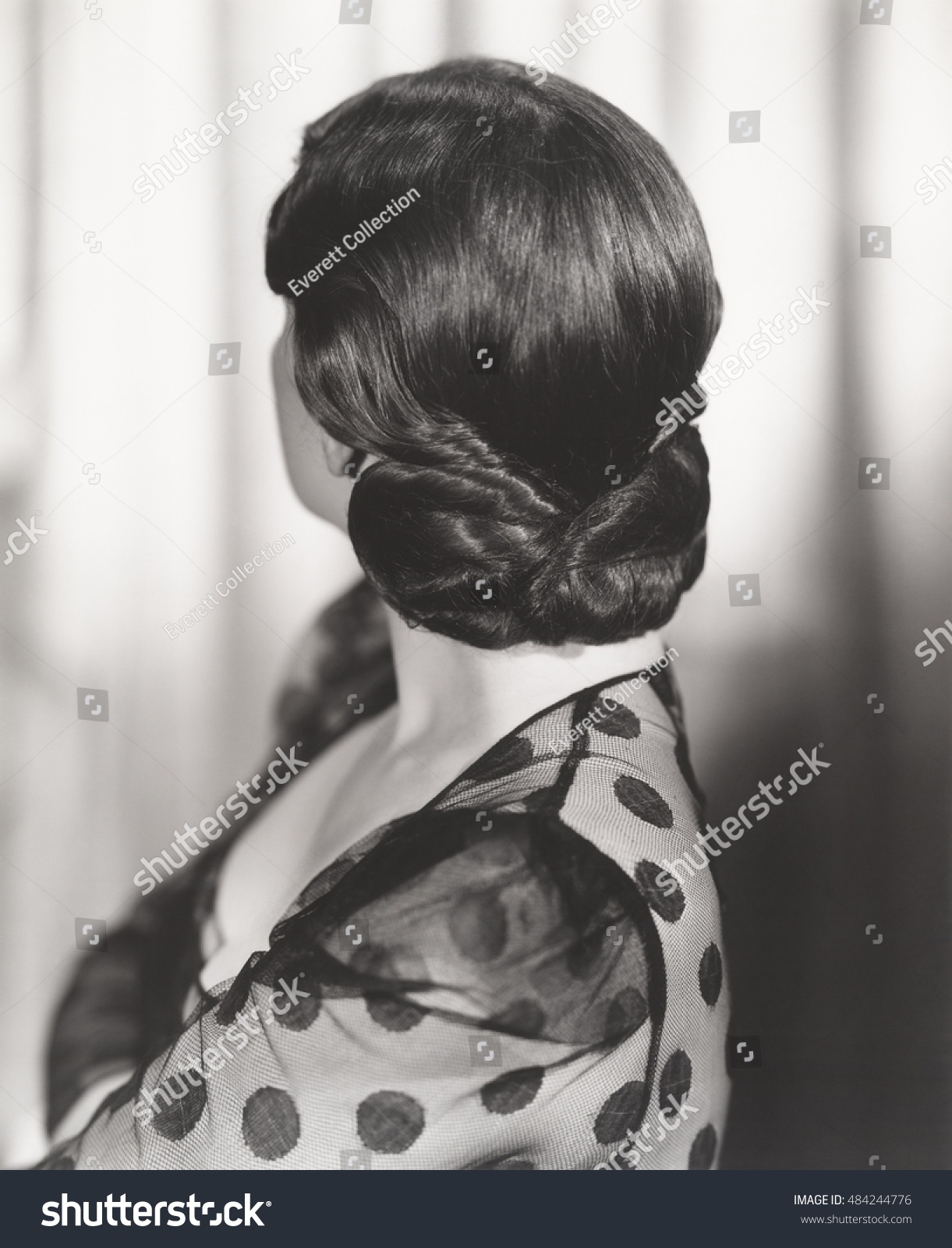 Rear View Womans 1940s Hairstyle Stock Photo Edit Now 484244776
