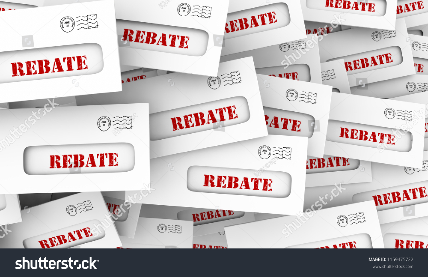 A bunch of cards with the word rebate on them