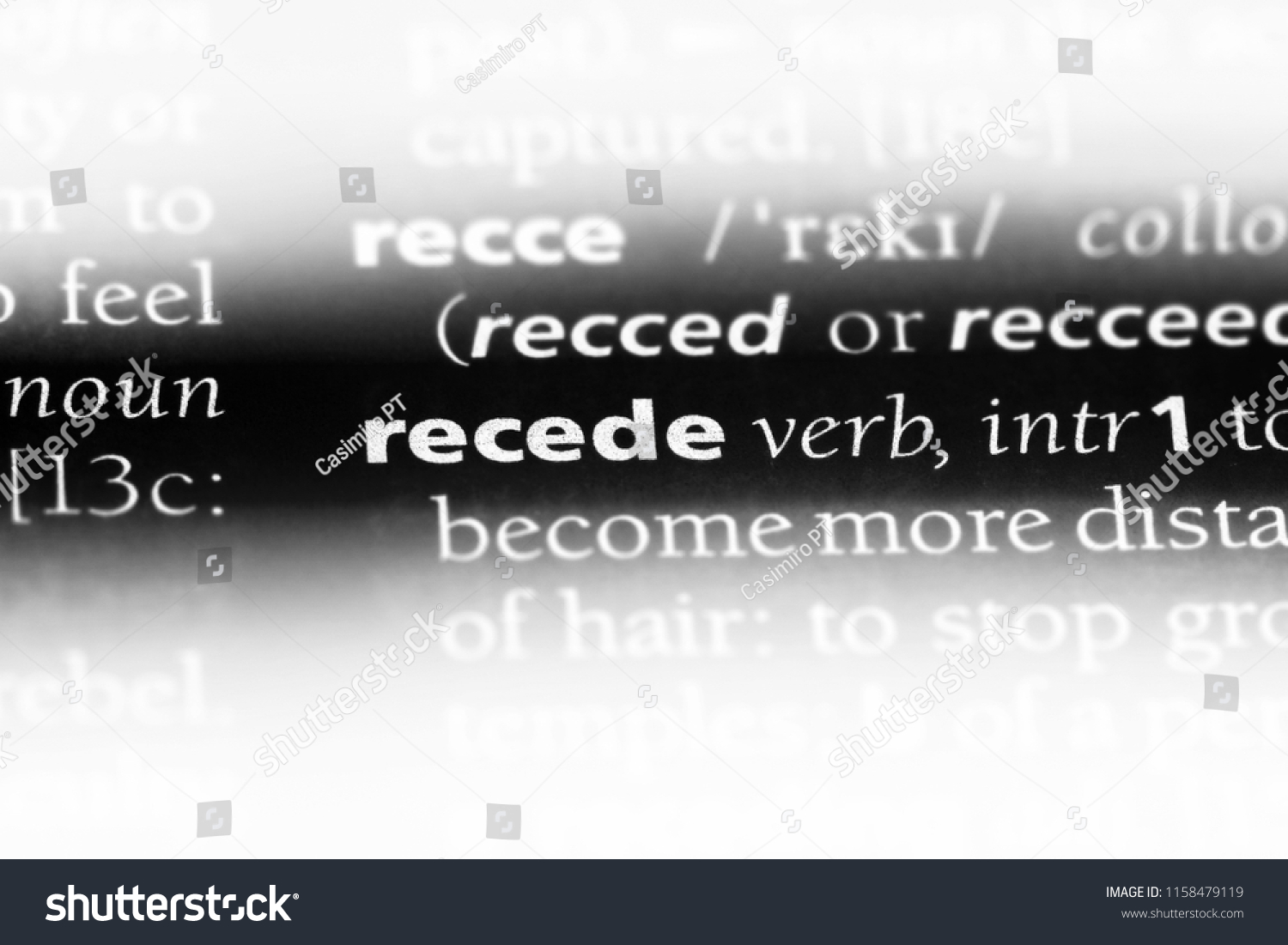 recede word dictionary recede concept stock photo (edit now