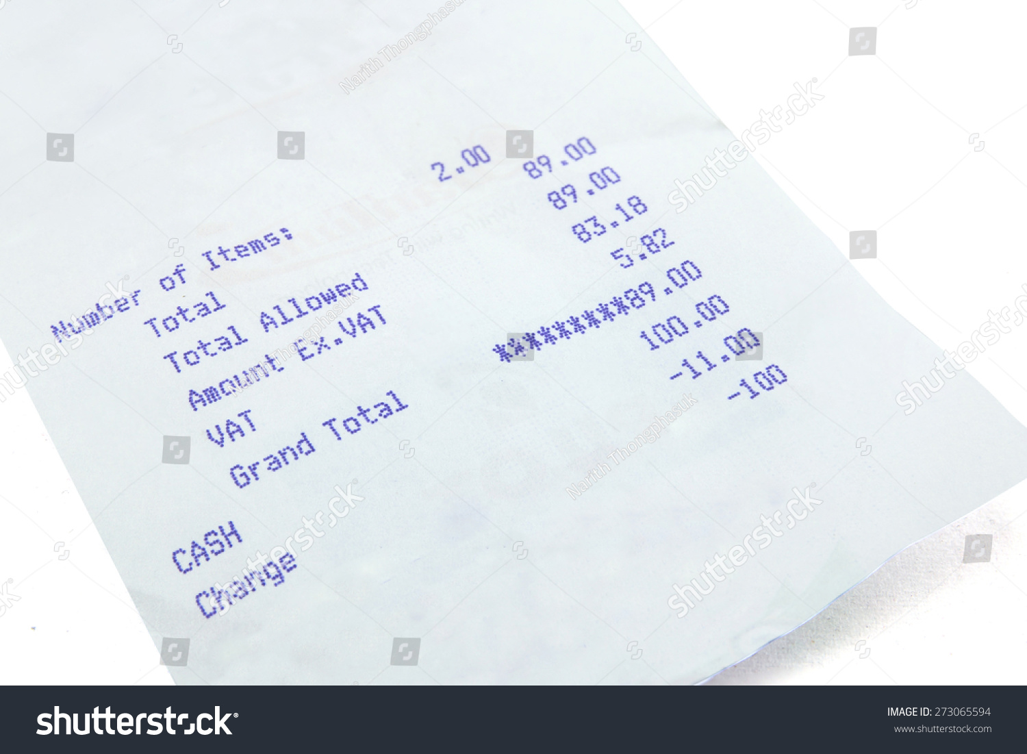 Receipt On Isolated White Background Stock Photo 273065594 | Shutterstock