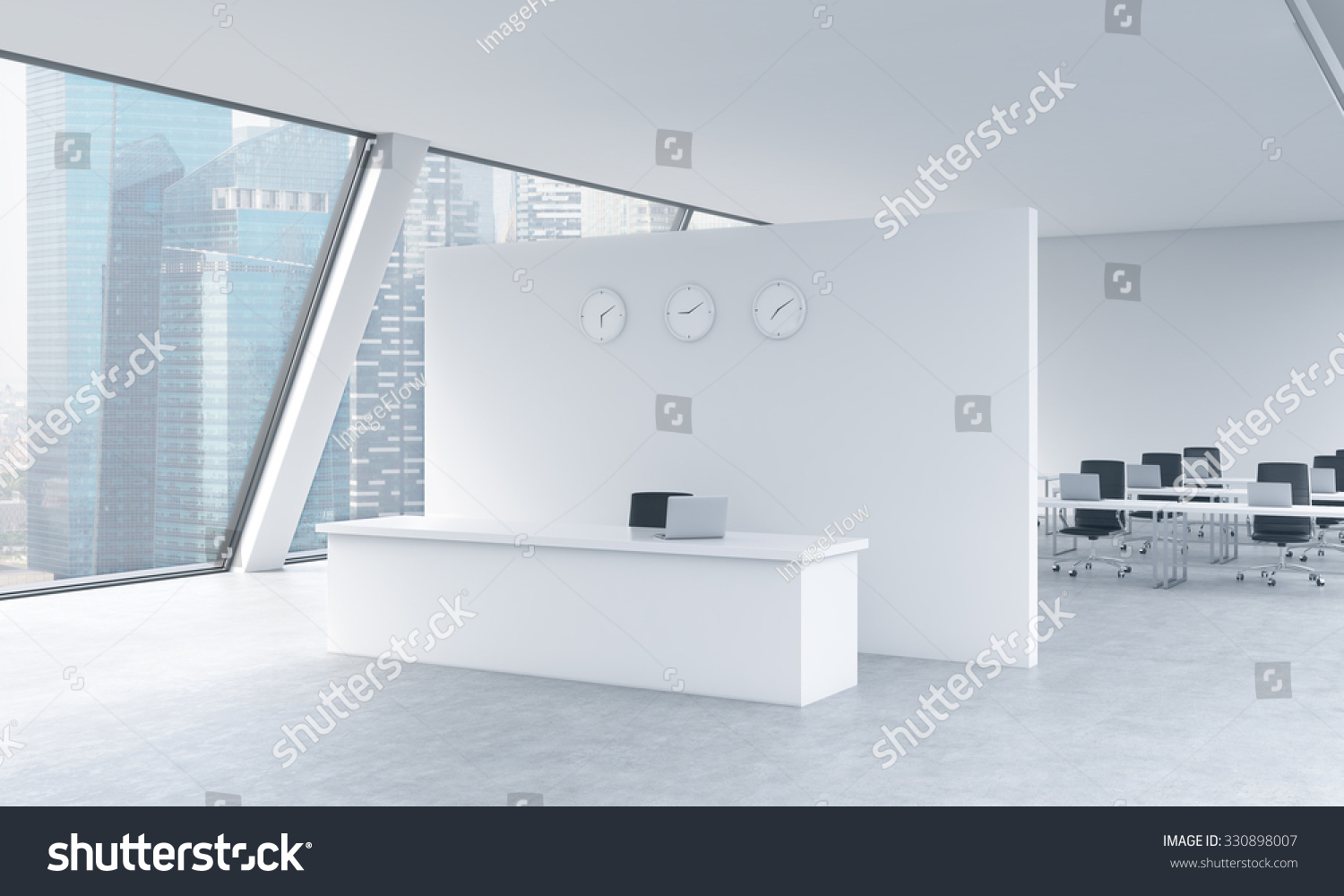 Reception Area Clocks Workplaces Bright Modern Stock Illustration 330898007