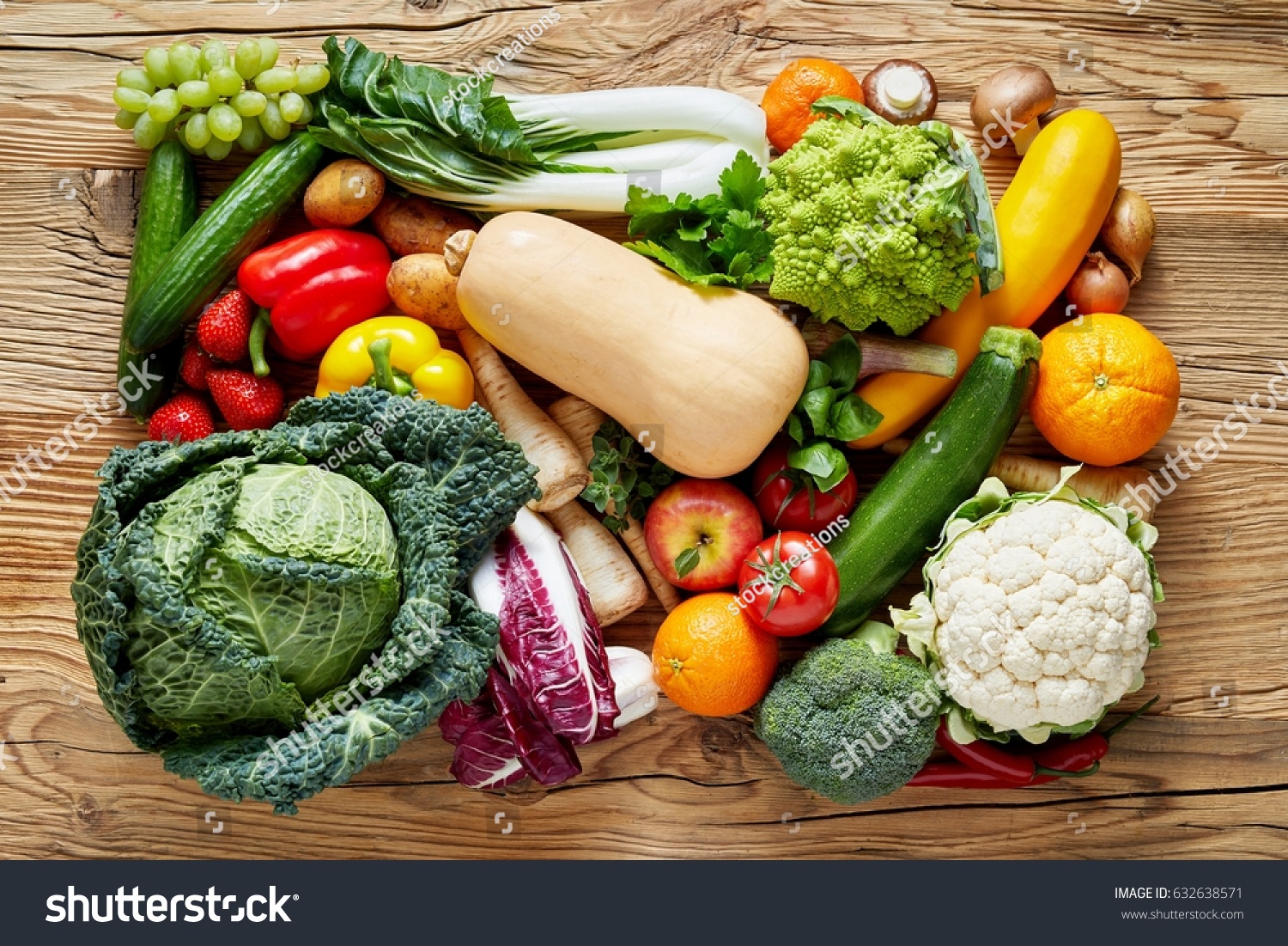 Rectangle Pile Fresh Vegetables Fruits On Stock Photo 632638571 ...