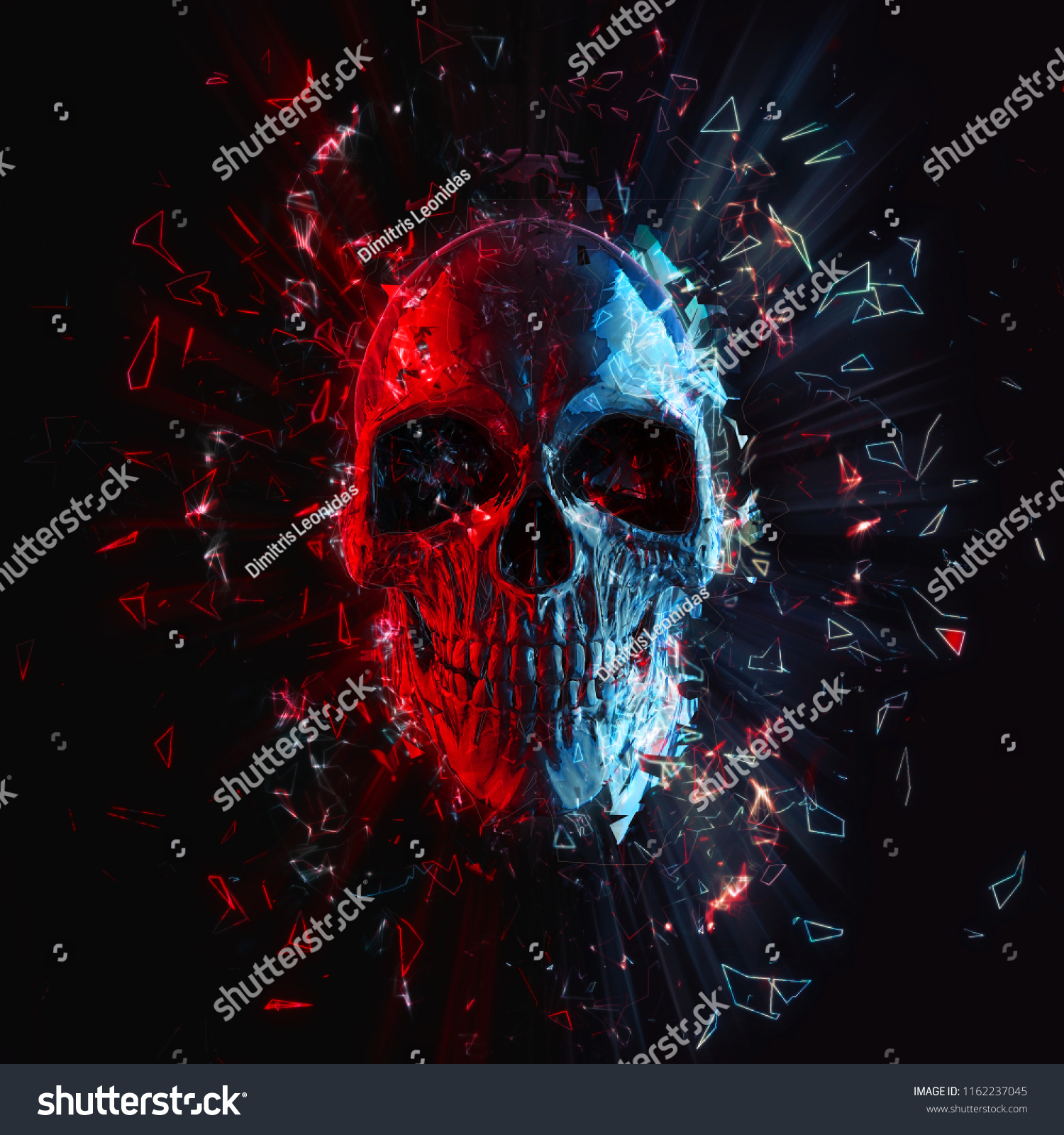 Royalty Free Stock Illustration Of Red Blue Neon Polygon Glowing