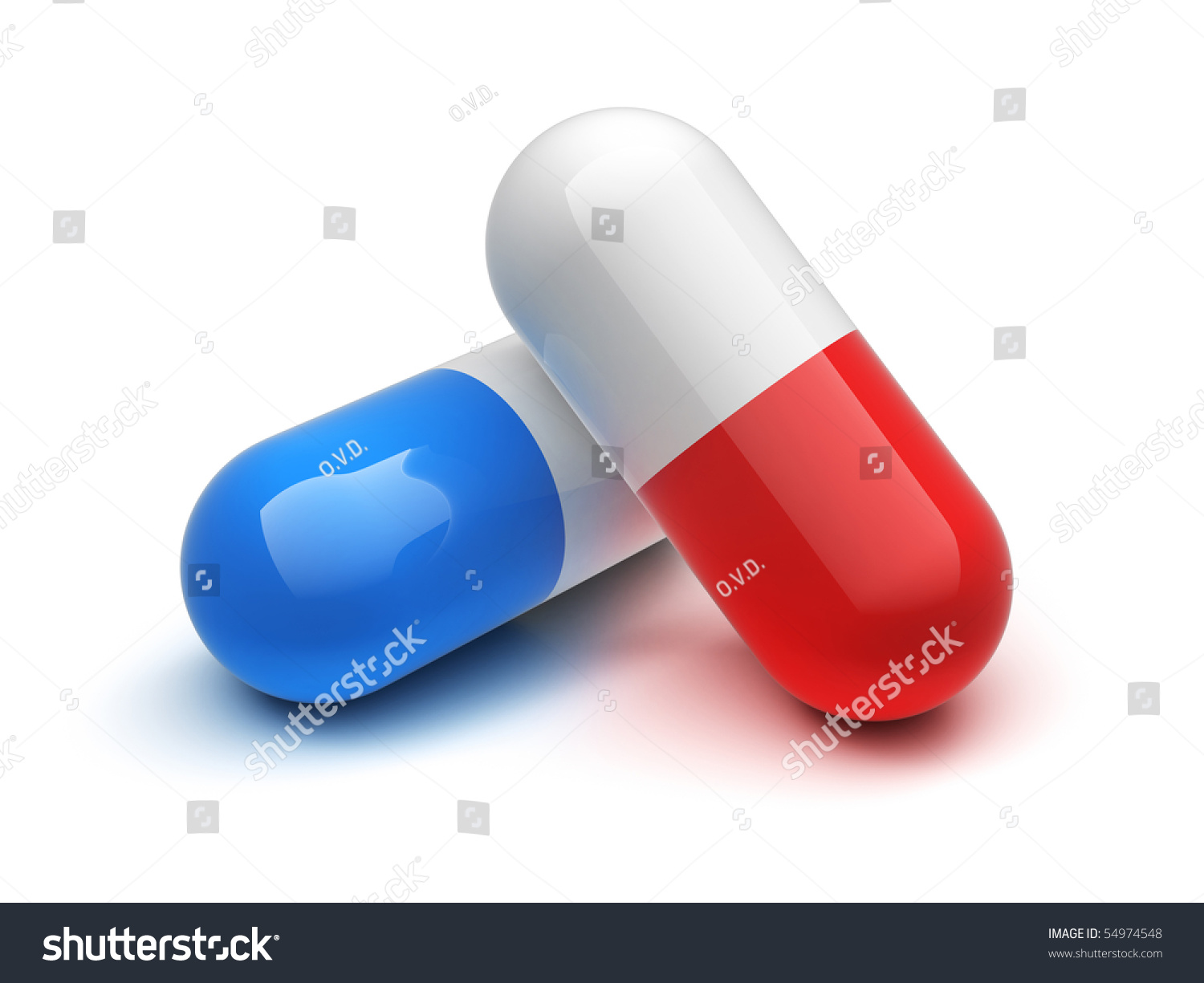 Red Blue Pill Isolated On White Stock Illustration