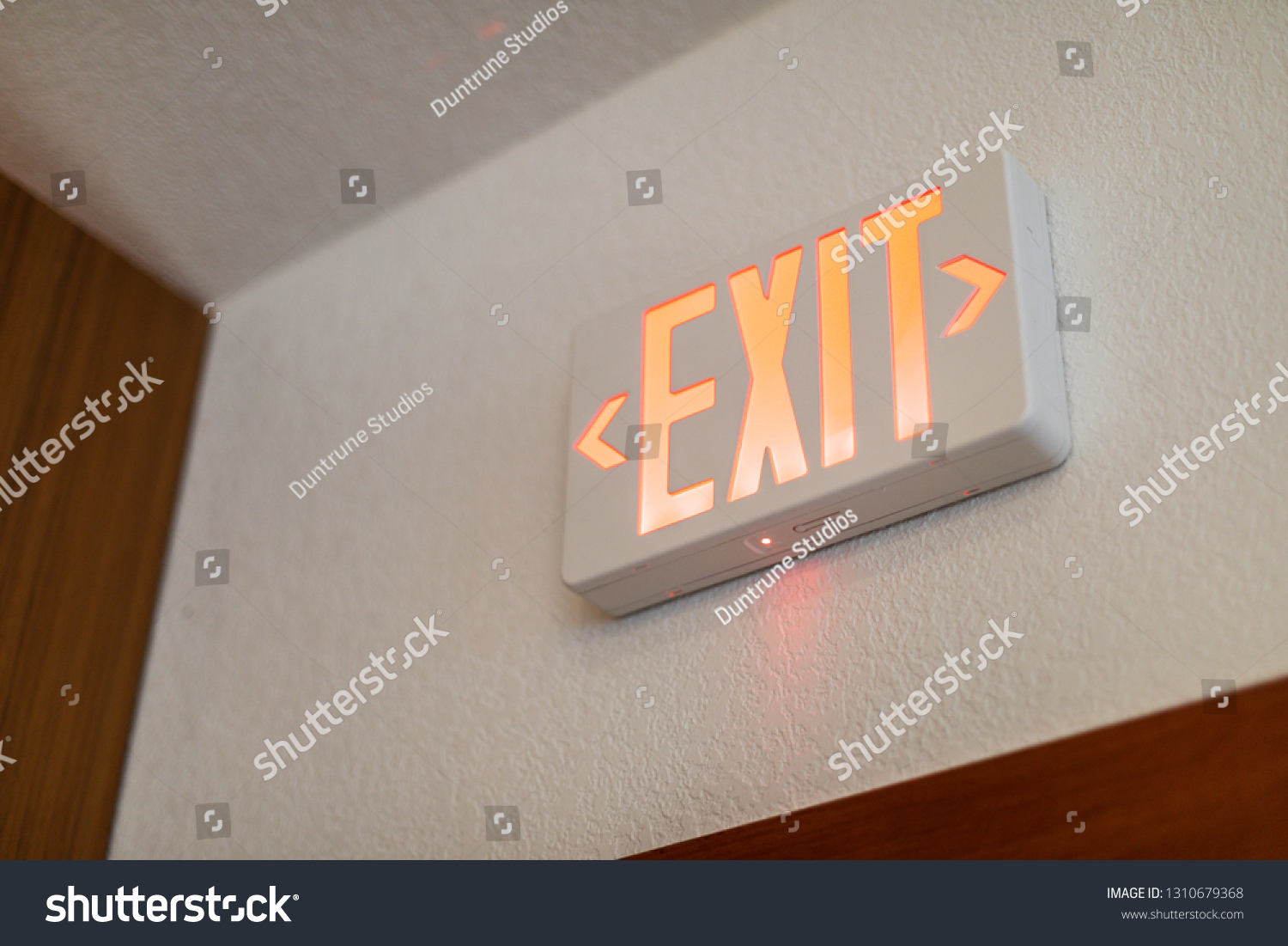 Red White Exit Sign Above Door Stock Photo 1310679368 Shutterstock