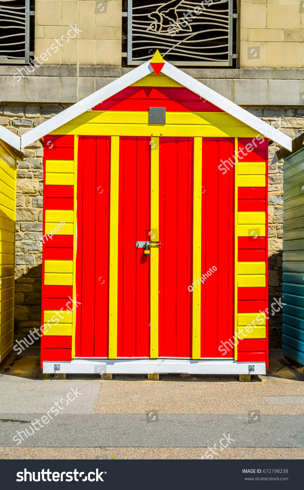 Red Yellow House On Beach Colorful Stock Photo Edit Now 672198238