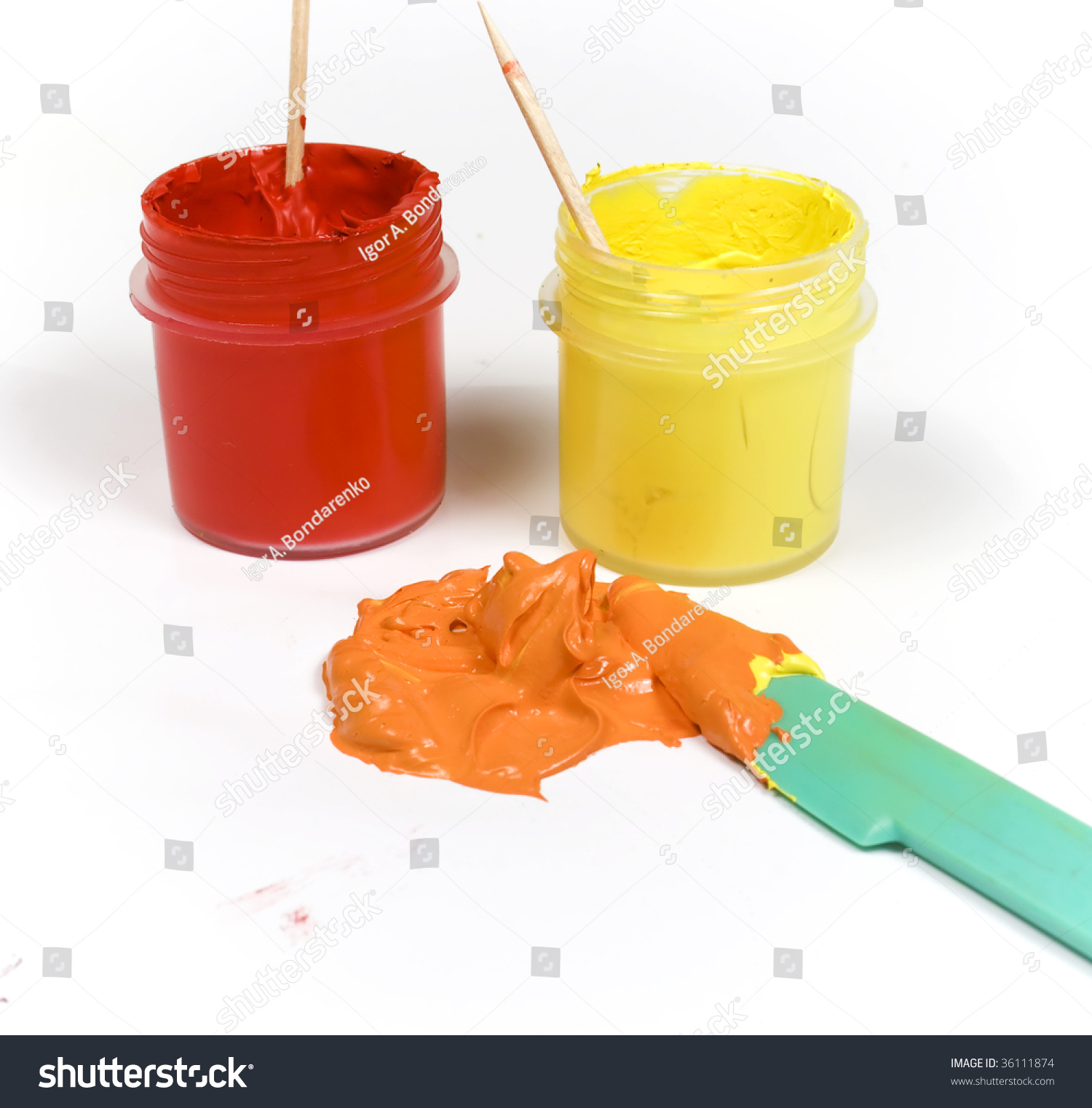 Download Red Yellow Jars Paint Mixed Make Stock Photo Edit Now 36111874 PSD Mockup Templates