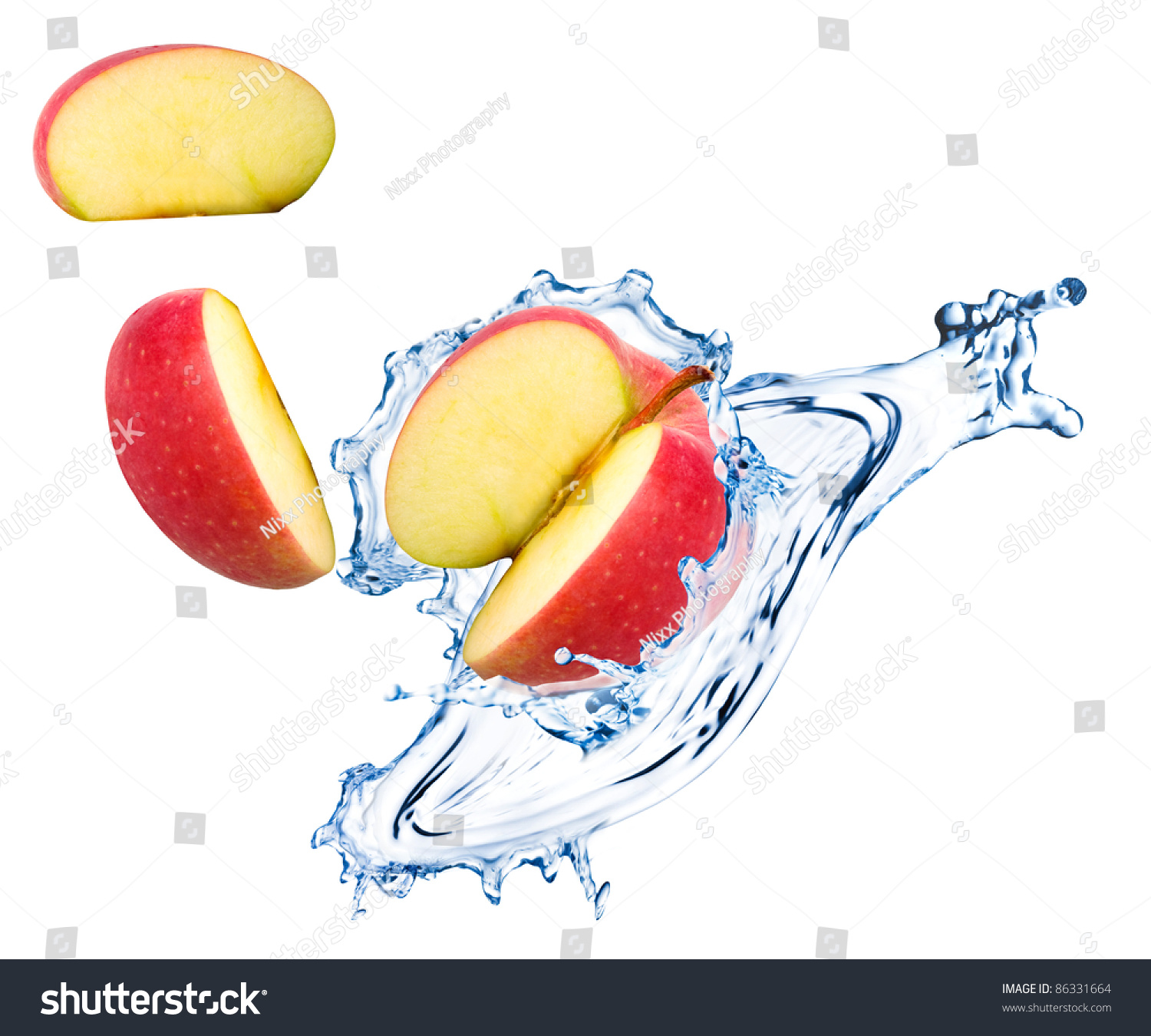 Red Apple Slices Water Splash Stock Photo Edit Now 86331664