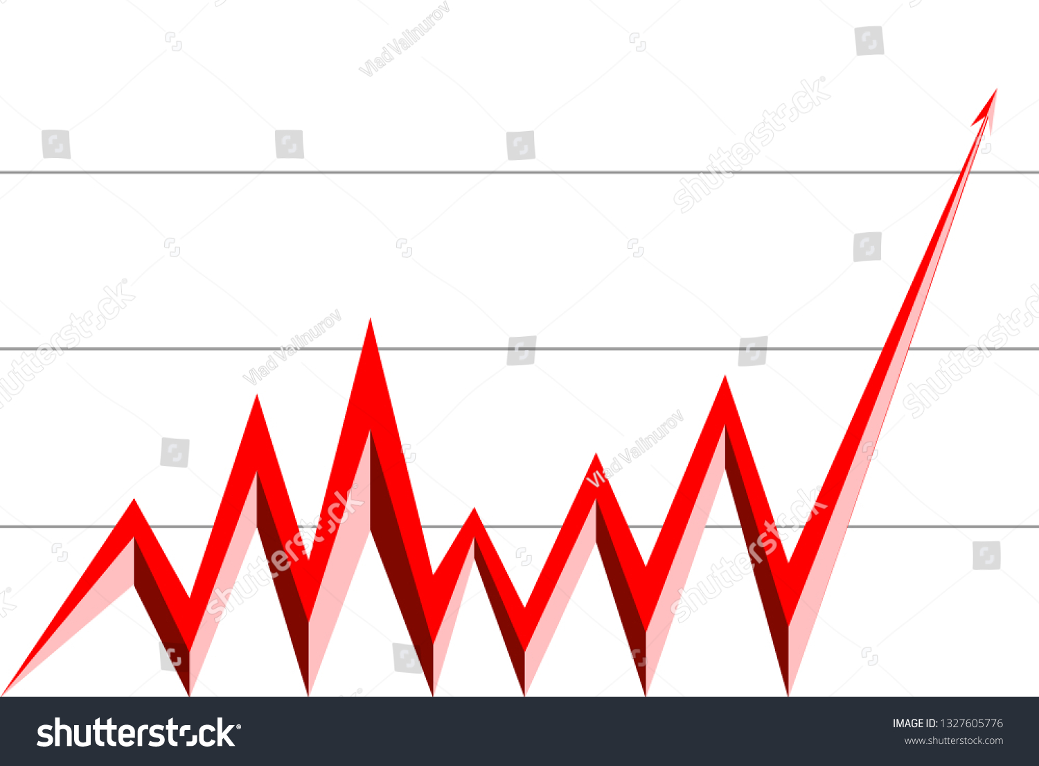 Red Arrow Graph Goes White Background Stock Illustration 1327605776 ...