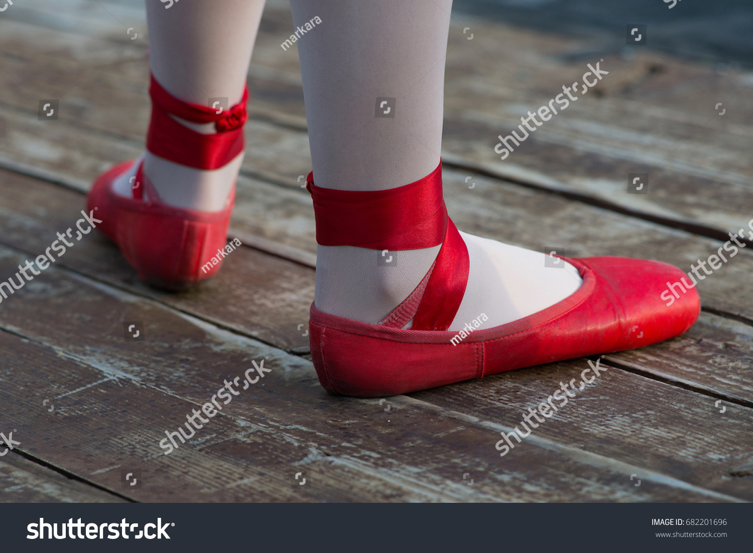 Red Ballet Shoes White Socks Ballerina 
