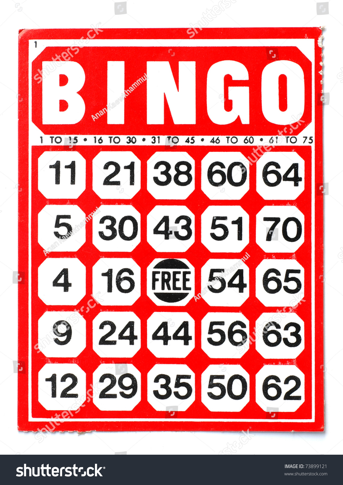 Red Bingo Card On White Background Stock Photo 73899121 - Shutterstock