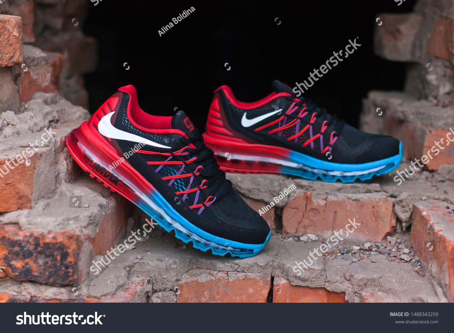 Blue Sneakers Nike Air Max Stock Photo 