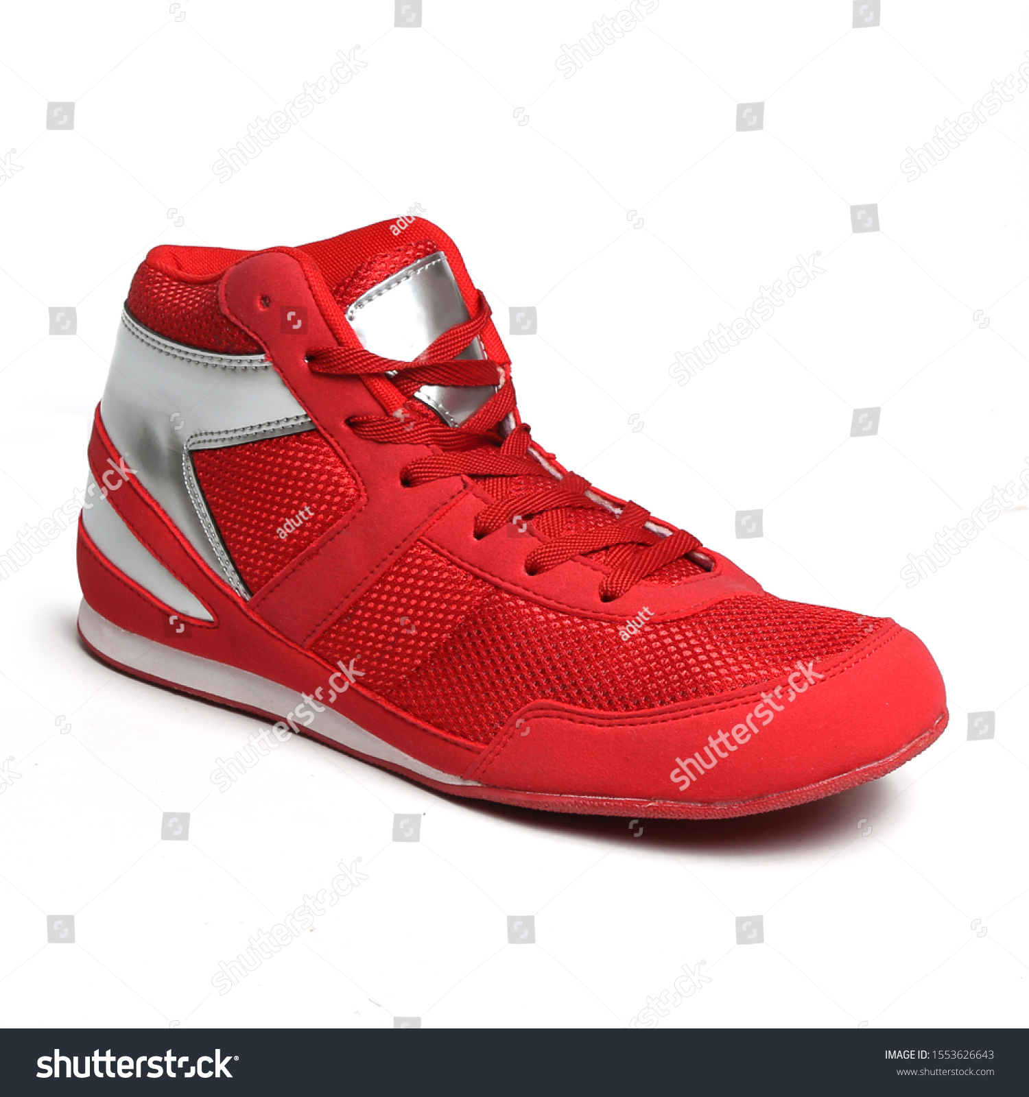 red and white boxing shoes