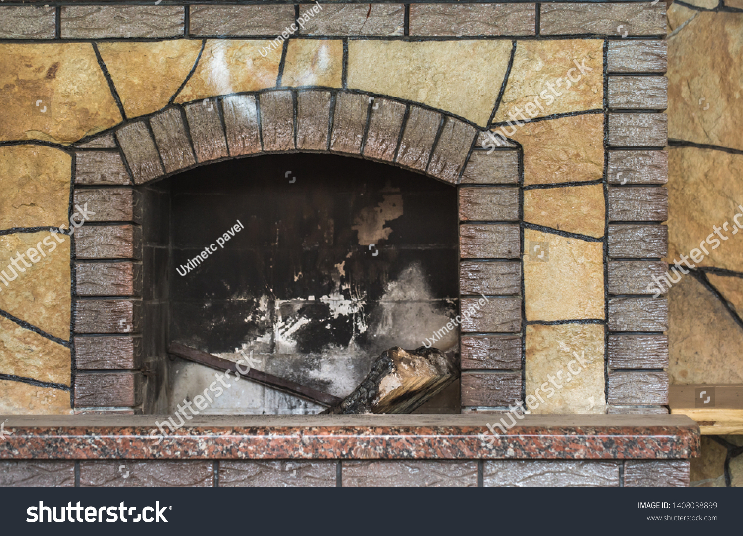 Red Brick Dirty Fireplace Remains Ash Stock Photo Edit Now