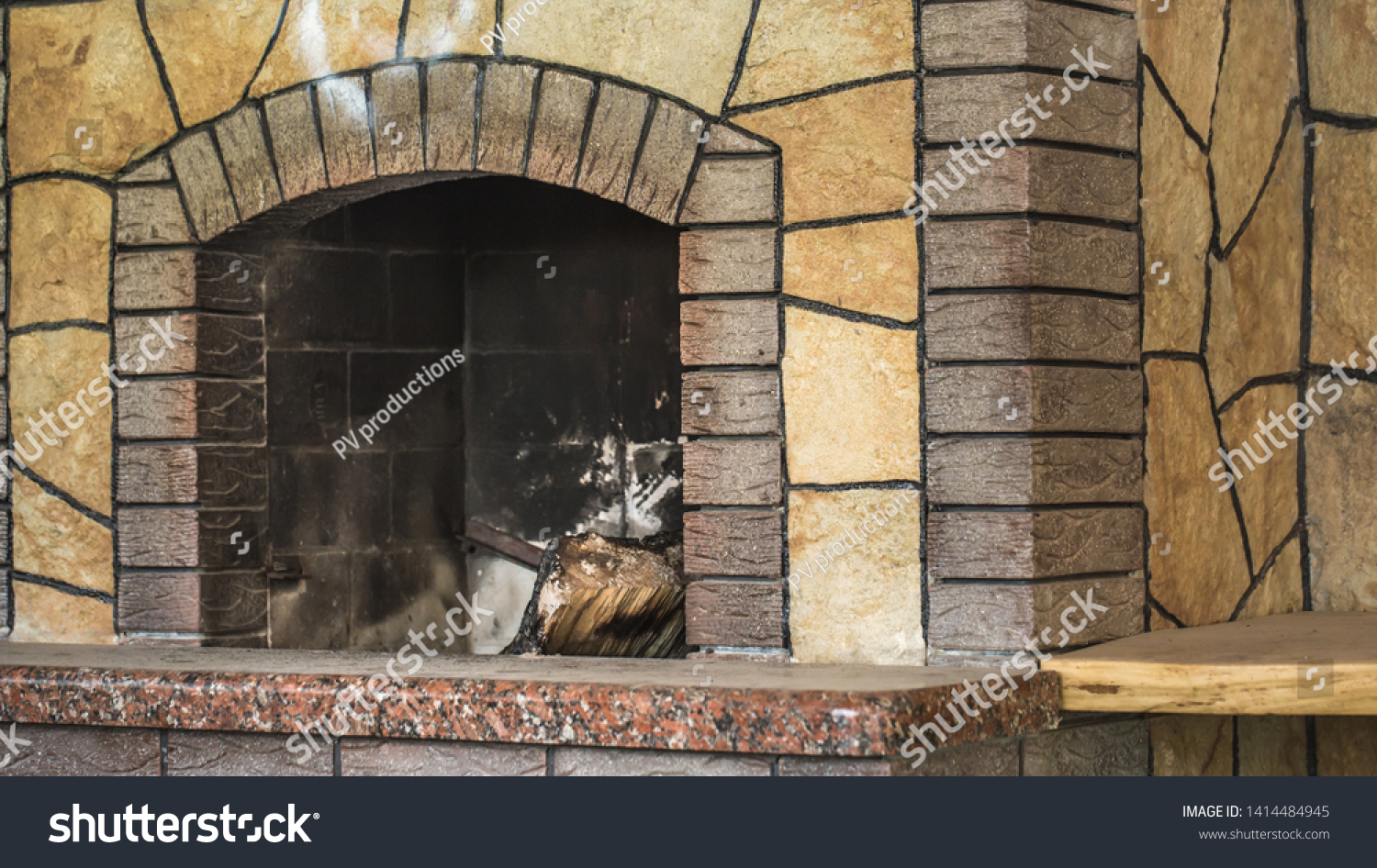 Red Brick Dirty Fireplace Remains Ash Stock Photo Edit Now