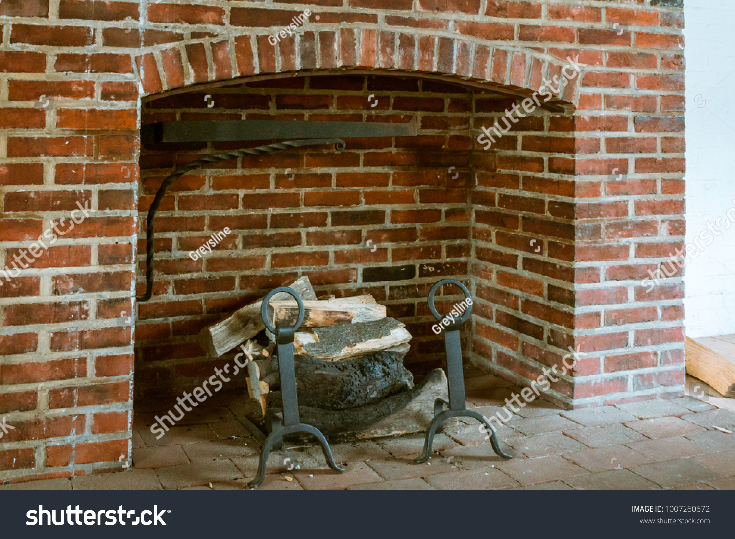 Red Brick Fireplace Firewood Old Building Stock Photo Edit Now