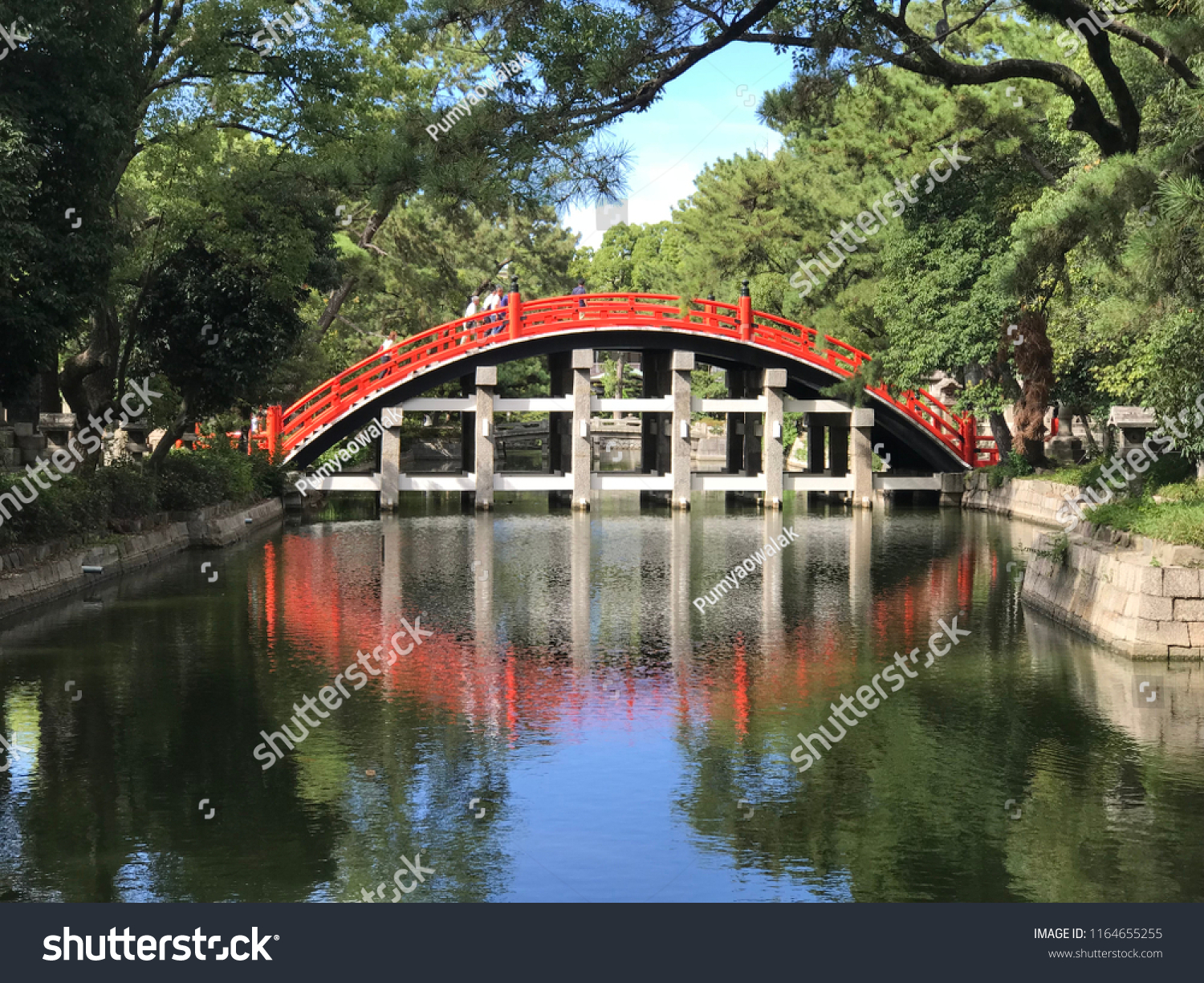 red bridge japanese garden reflection buildings landmarks stock image 1164655255 https www shutterstock com image photo red bridge japanese garden reflection 1164655255