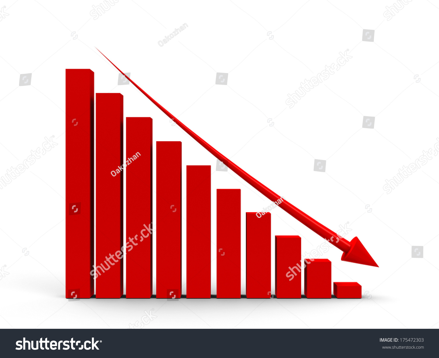 Red Business Graph Red Arrow Down Stock Illustration 175472303 ...