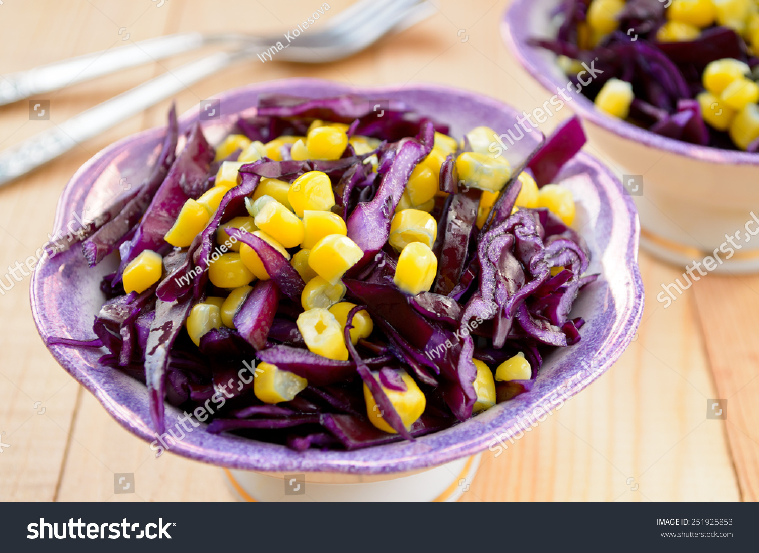 Red Cabbage Salad Sweet Corn Stock Photo Edit Now 251925853