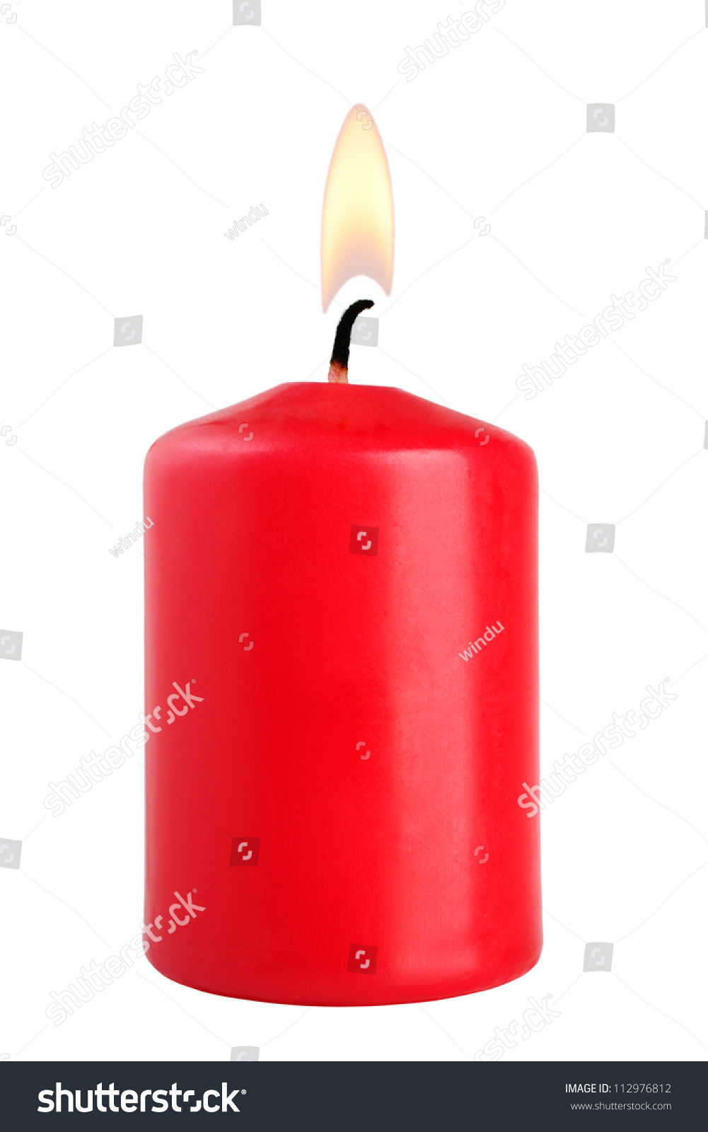 Red Candle Isolated On White Background Stock Photo 112976812