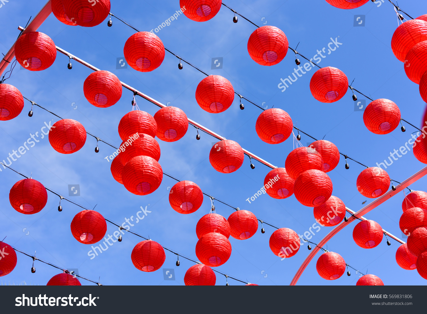 Red Chinese Paper Lanterns Decorate Chinese Stock Photo Edit Now