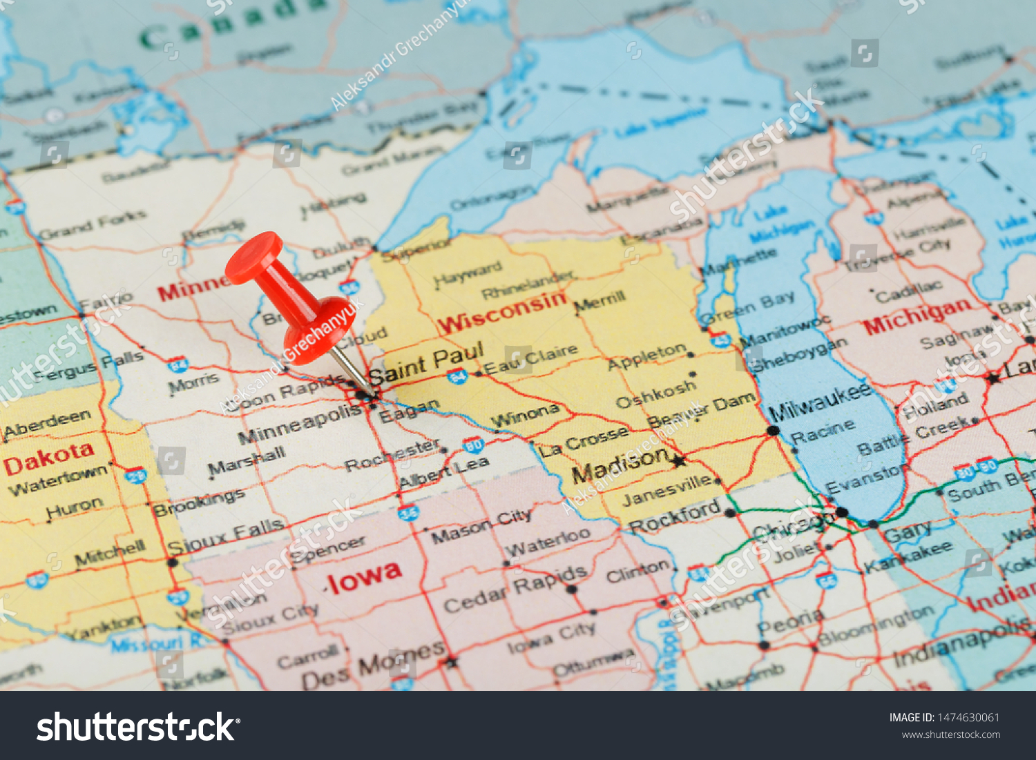 Red Clerical Needle On Map Usa Stock Photo Edit Now 1474630061