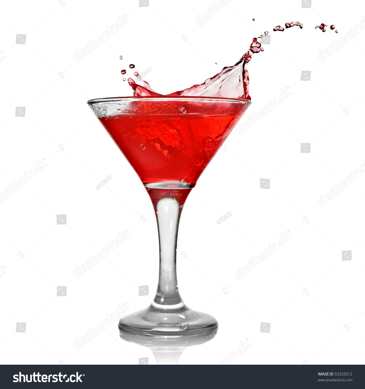 Red Cocktail With Splash Isolated On White Stock Photo 53233312 ...